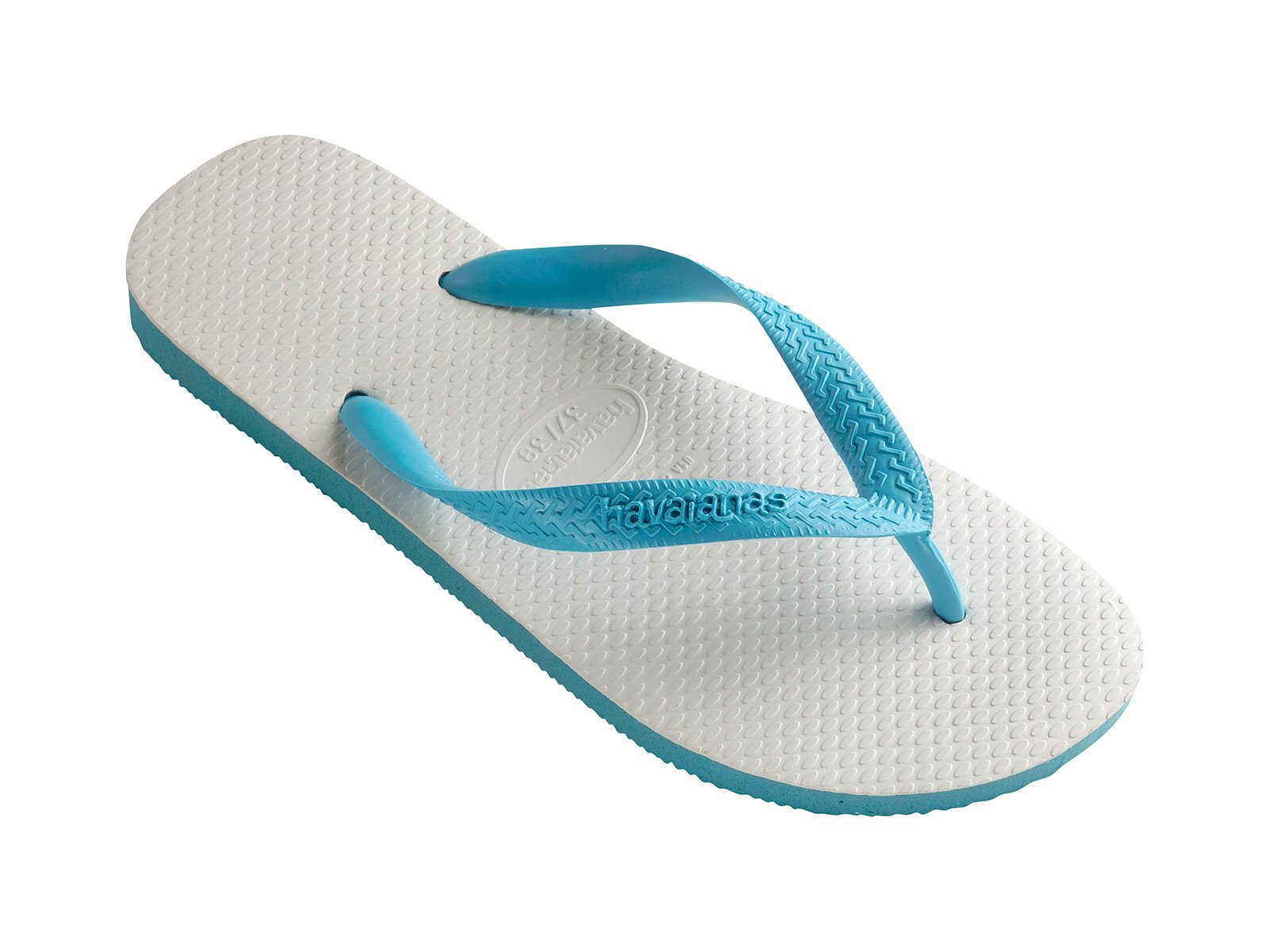 White And Sky Blue Two-tone Brazilian Flip-flops - Tradicional Blue