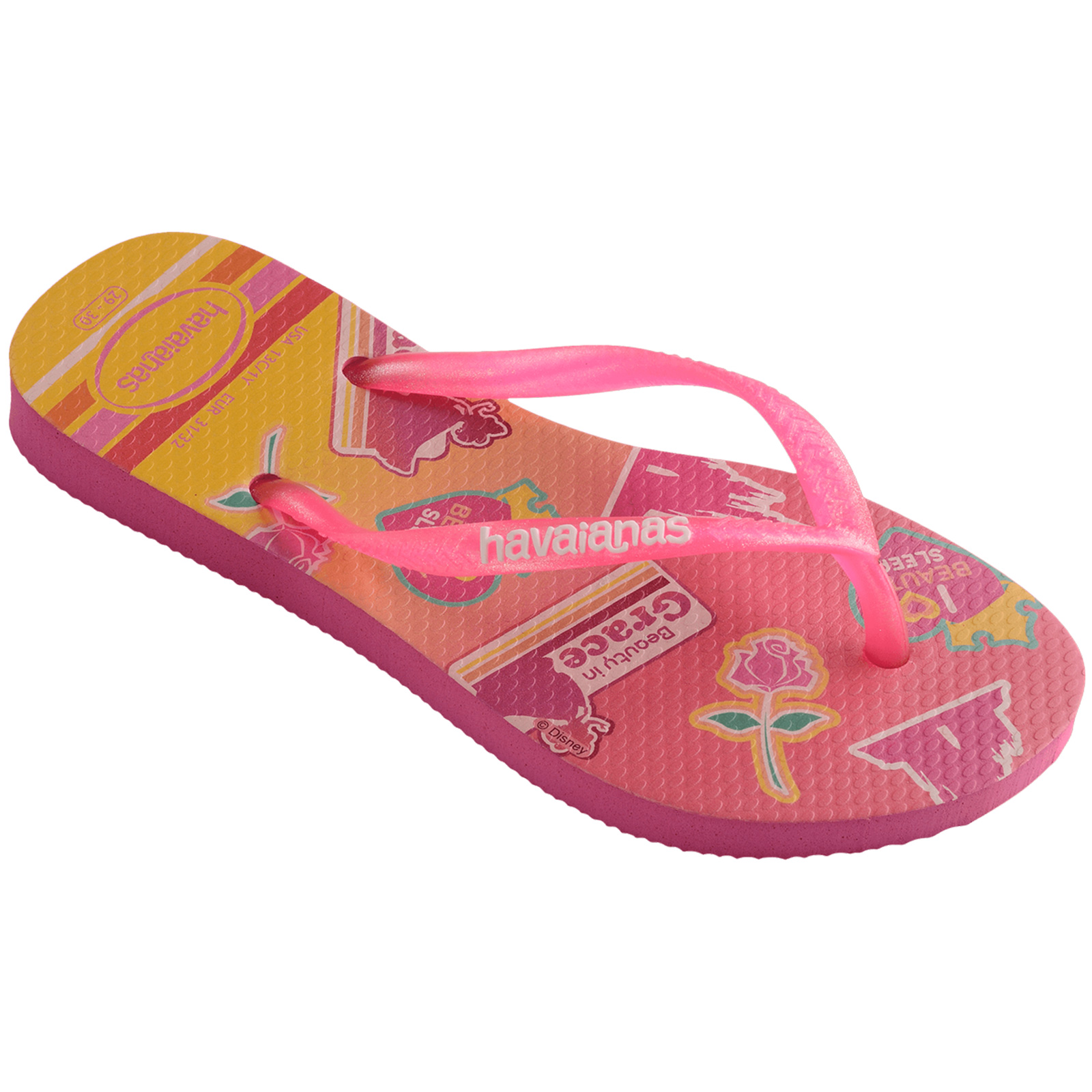Flip-Flops Havaianas Kids Slim Princess Rosa Flux - Brand Havaianas