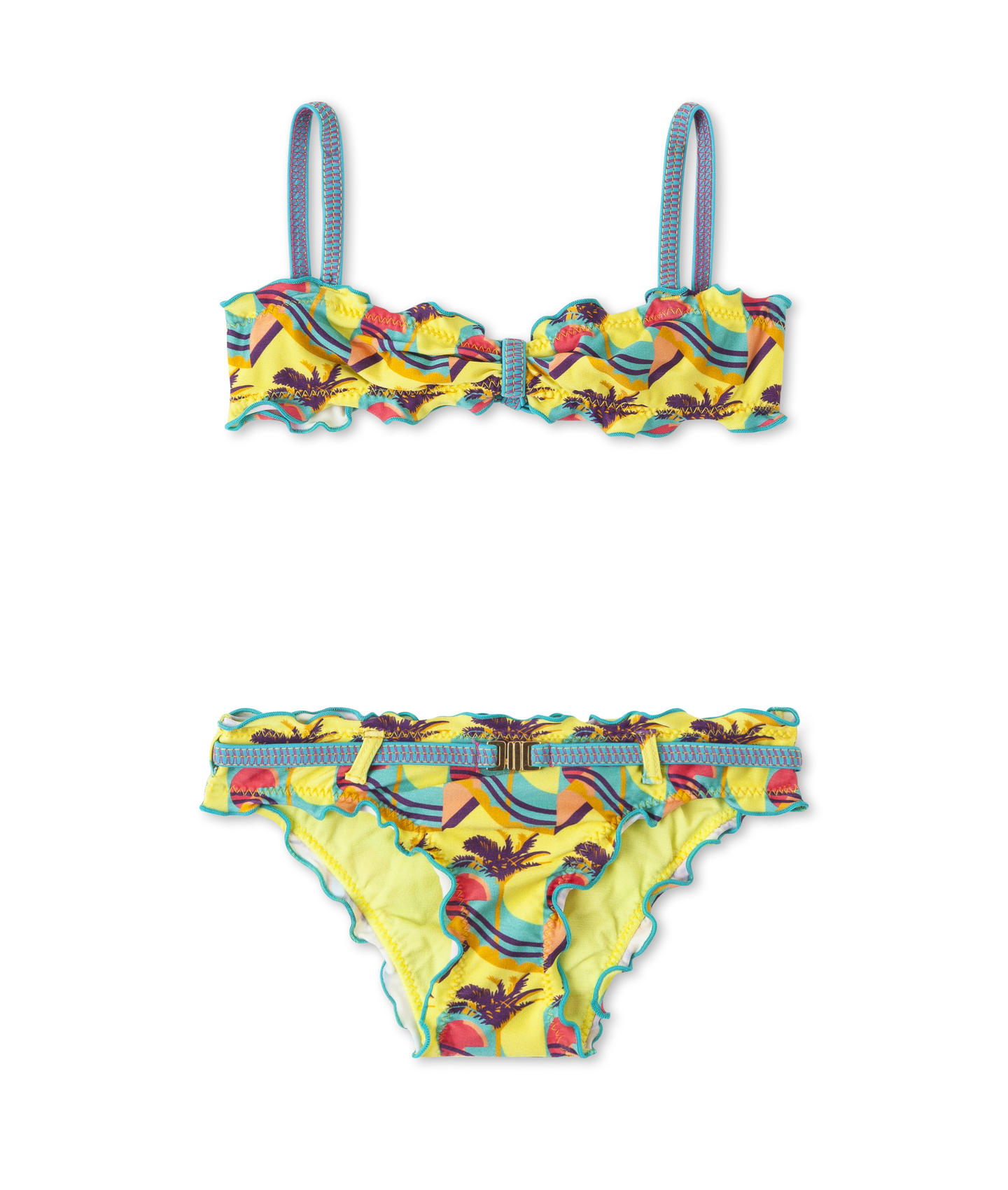 Girls Printed Bikini With Ruffle Trim Avalon Girl