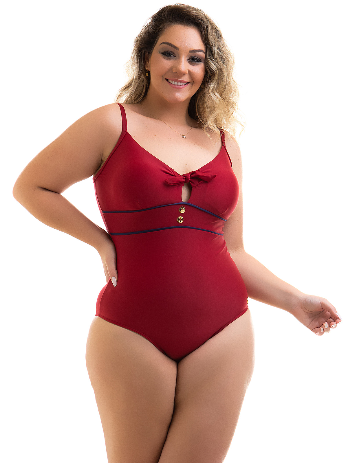 høflighed Banyan kontanter Plus Size Dark Red Retro Style One-piece Swimsuit - Swimsuit Ruana Divino -  Acquarosa