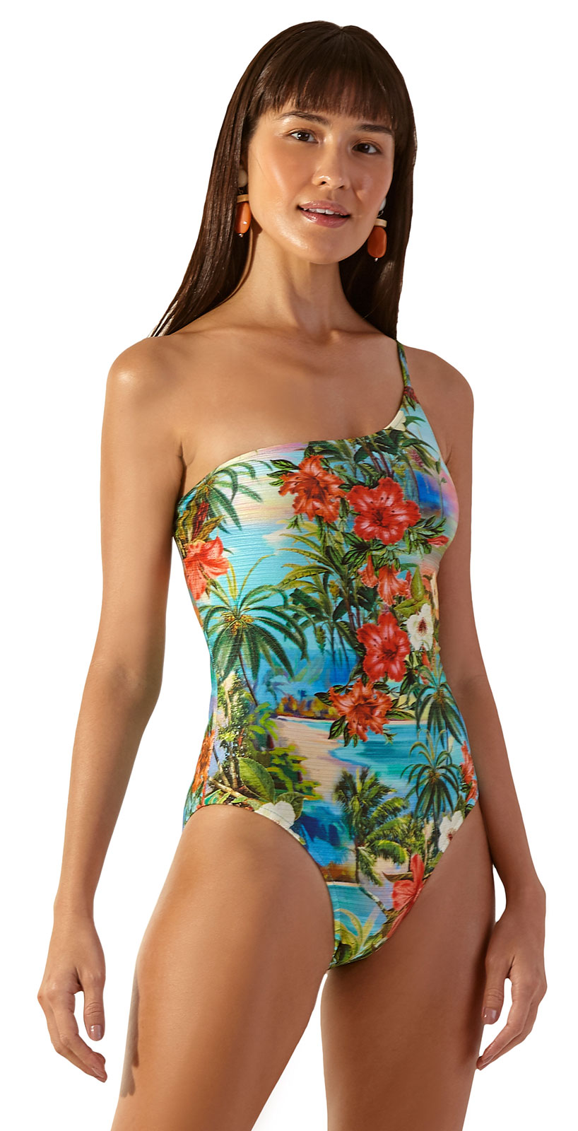 Colorful Tropical Asymmetric One Piece Swimsuit Albatroz Honolulu