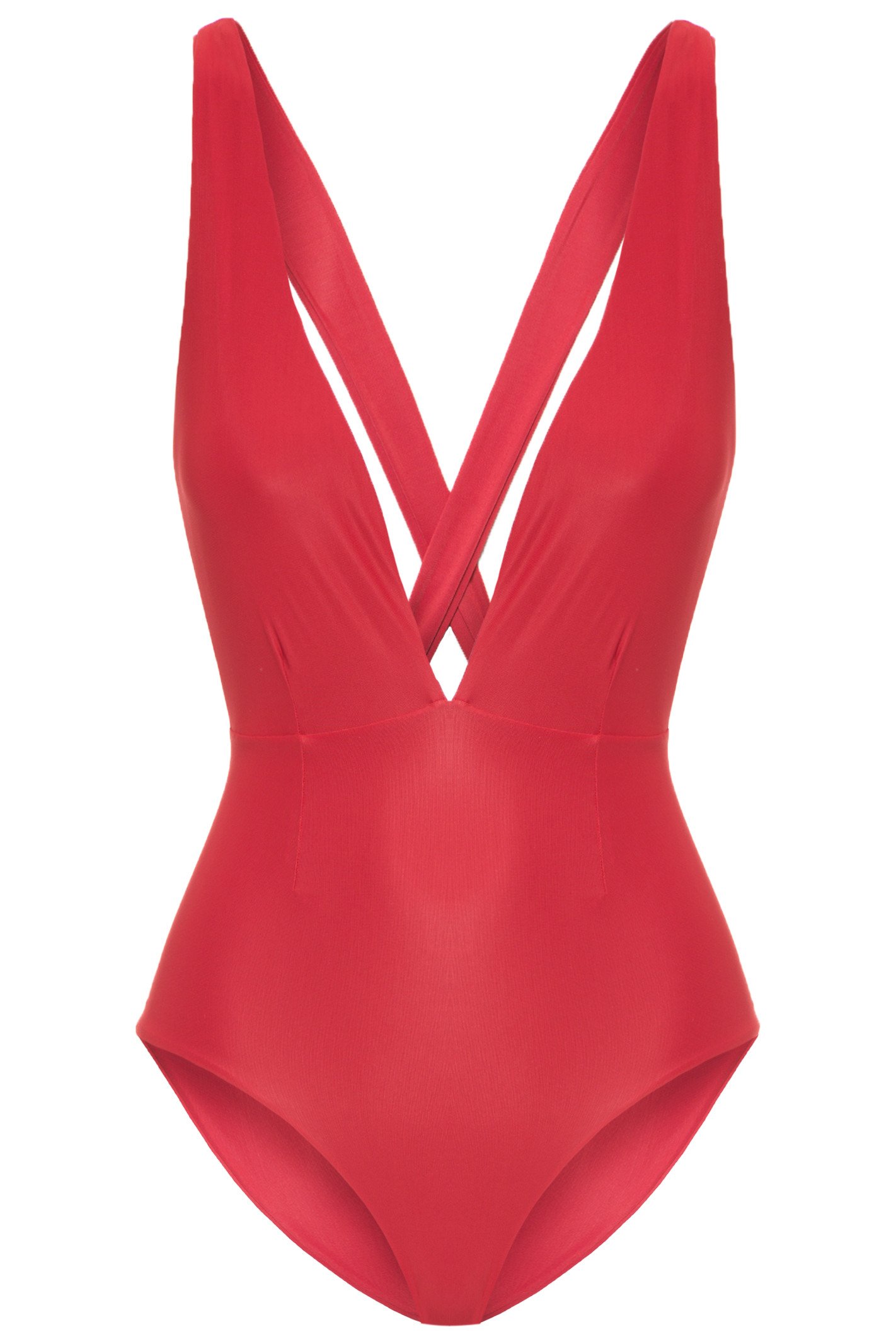 Red One-piece V-neck Swimsuit With Multi-way Straps - Marina Maillot ...