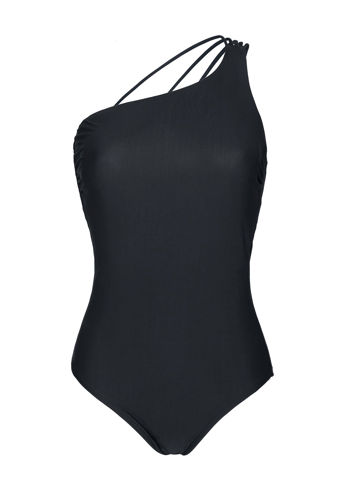 Black Asymmetric One-piece Swimsuit With Original Back - New Black