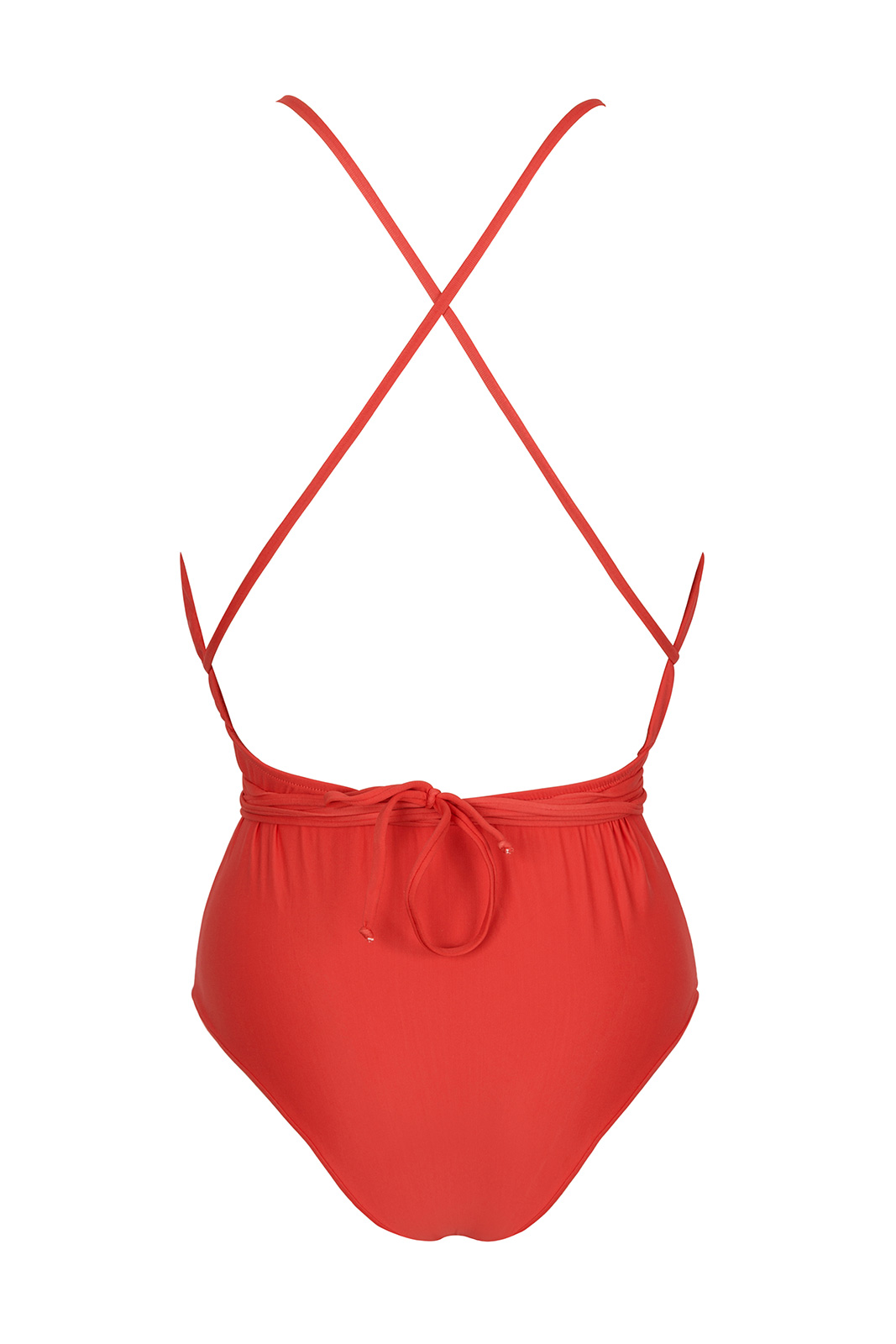 Red Plunging One-piece Swimsuit With Slim Back Crossed Straps - New ...