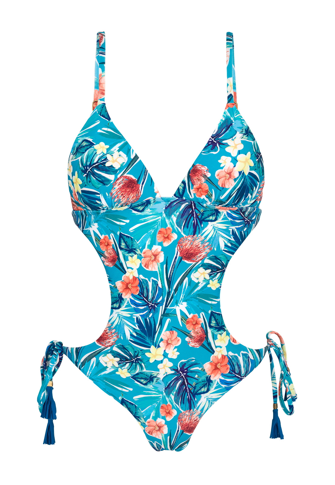 Bañadores Monokini Brasileño Scrunch Floral Azul - Isla