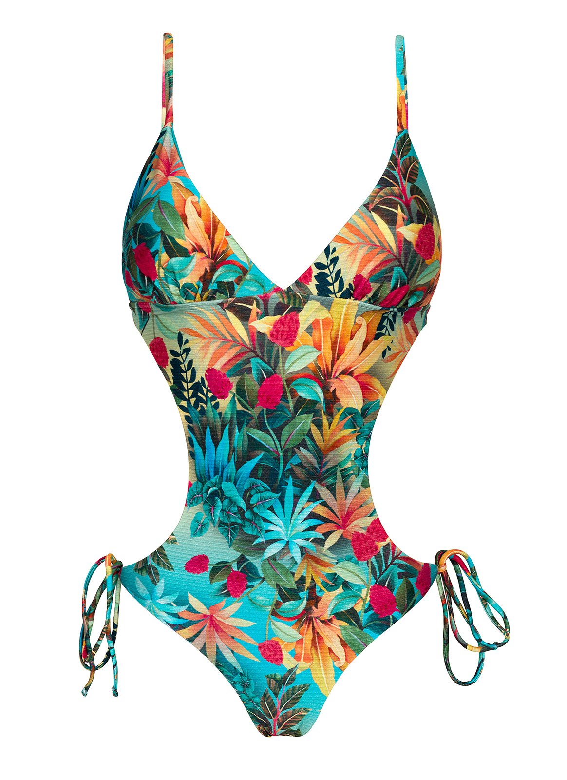 Tropical Floral Brazilian Scrunch Monokini - Paradise Trikini - Rio de Sol