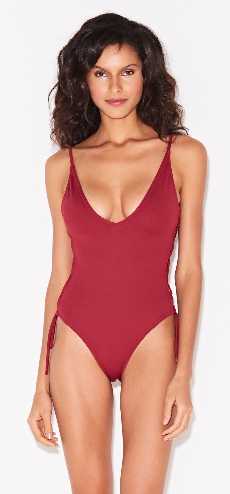 Red One Piece Swimsuit With Laced Sides Lacinho Vermelho Triya Free Download Nude Photo Gallery 