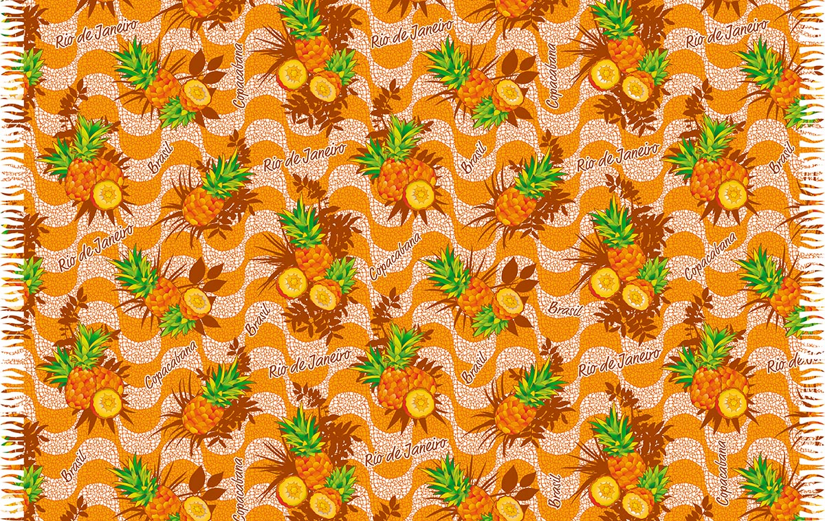 Pineapple-patterned Pareo In Shades Of Orange - Abacaxi Copacabana ...