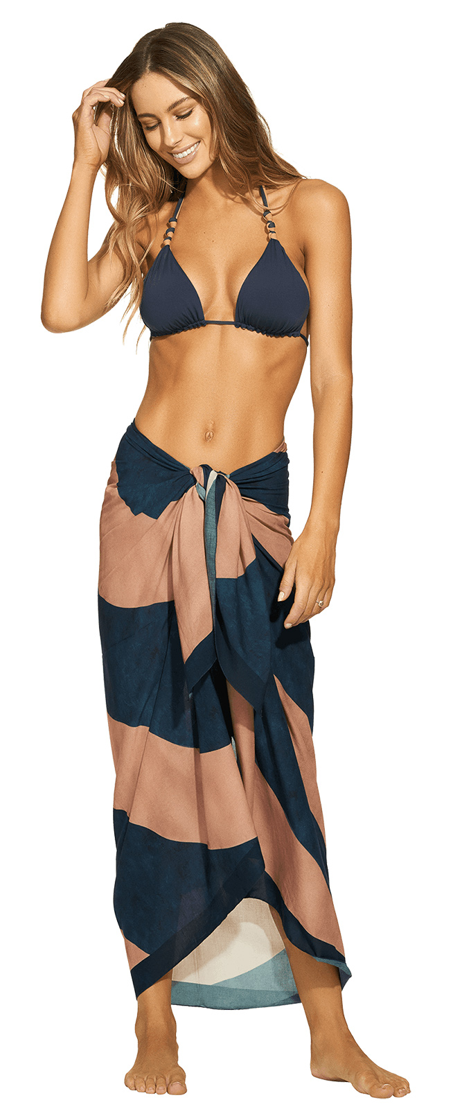 Drap De Plage Par O Par O Luxe Bicolore Marine Nude Sarong Balm