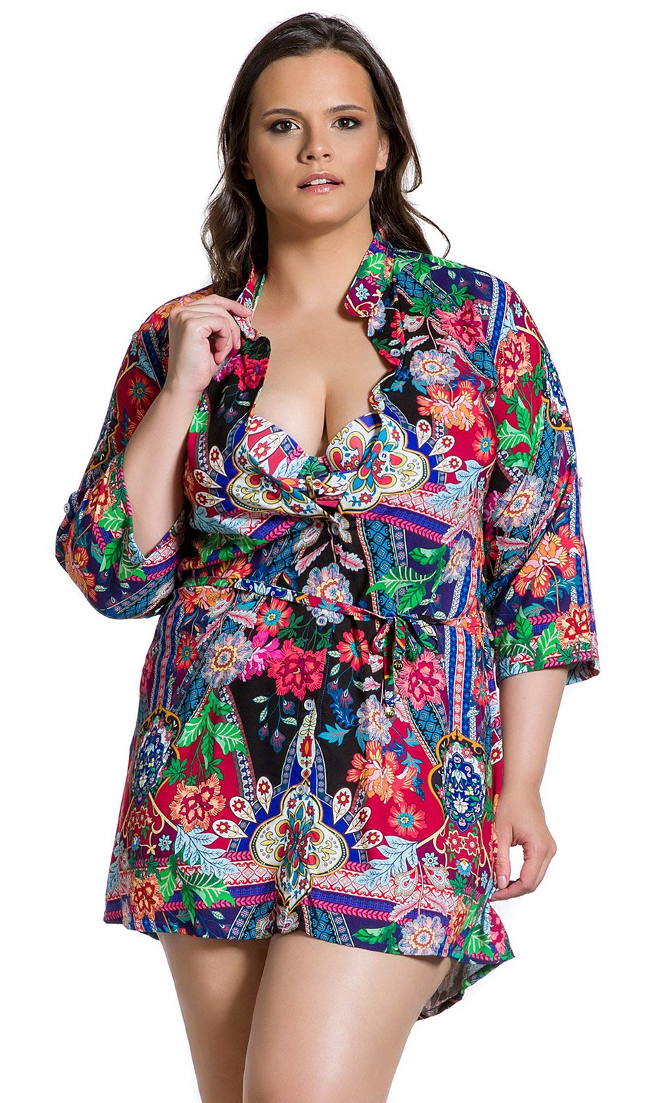 Farbenfrohes Shirt Kleid In Plus Size Camisa Estampado Plus Maryssil