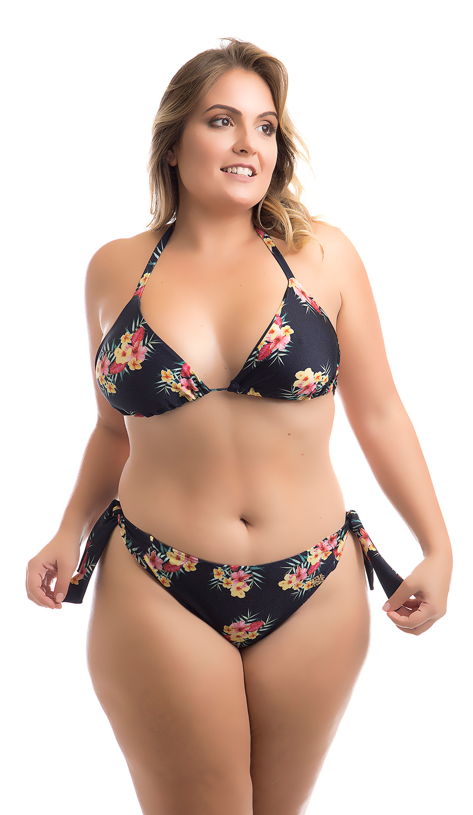 der mere og mere by Plus Size Brazilian Scrunch Bikini With Hibiscus Flower Pattern - Biquini  Mikonos Bali - Acquarosa
