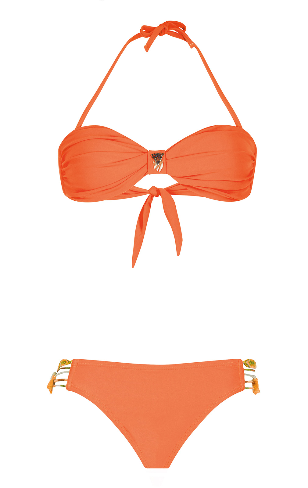 Amenapih Orange Bandeau Bikini With Brazilian Ties - Uniswim Orange