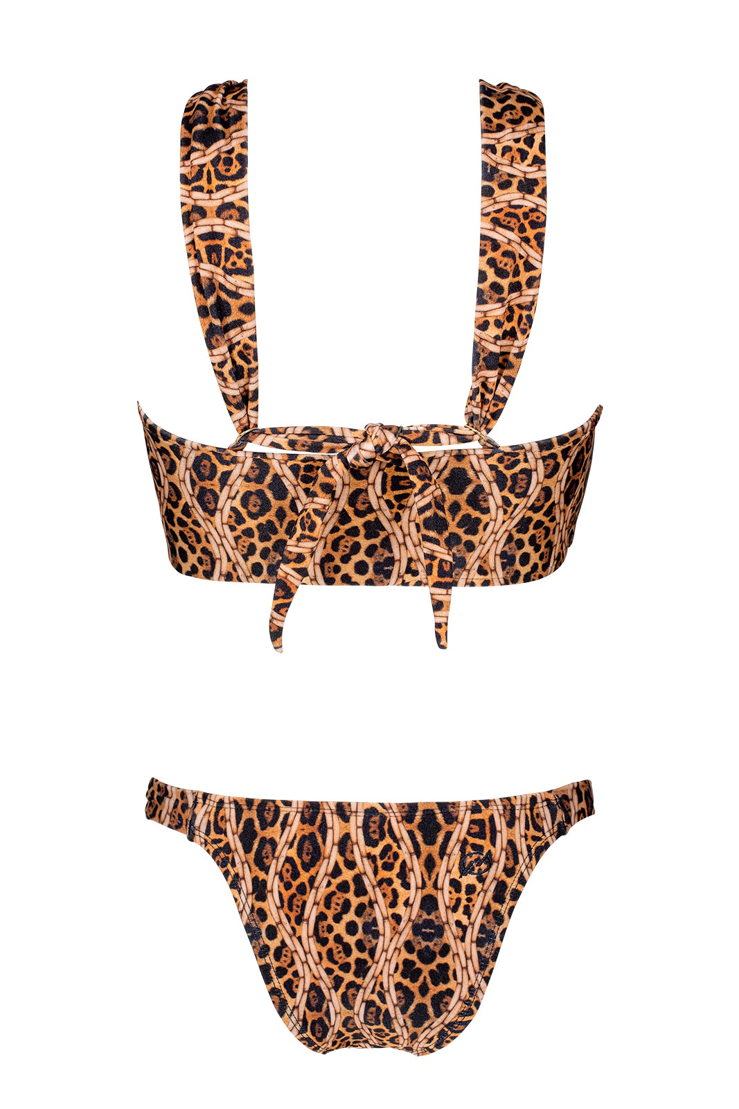 Animal Print Crop Top Bikini With Eyelet Detail Ilhos Selavagem