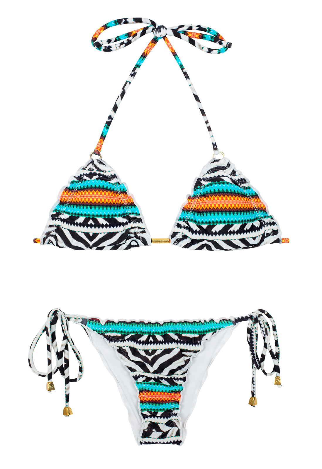 Colourful Zebra-print Brazilian Bikini Wavy Edge - Mel Zebra