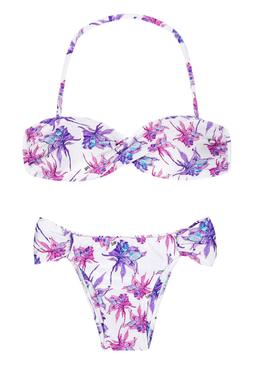 Two Piece Swimwear Floral Lavender/white Bandeau Bikini - Tequila