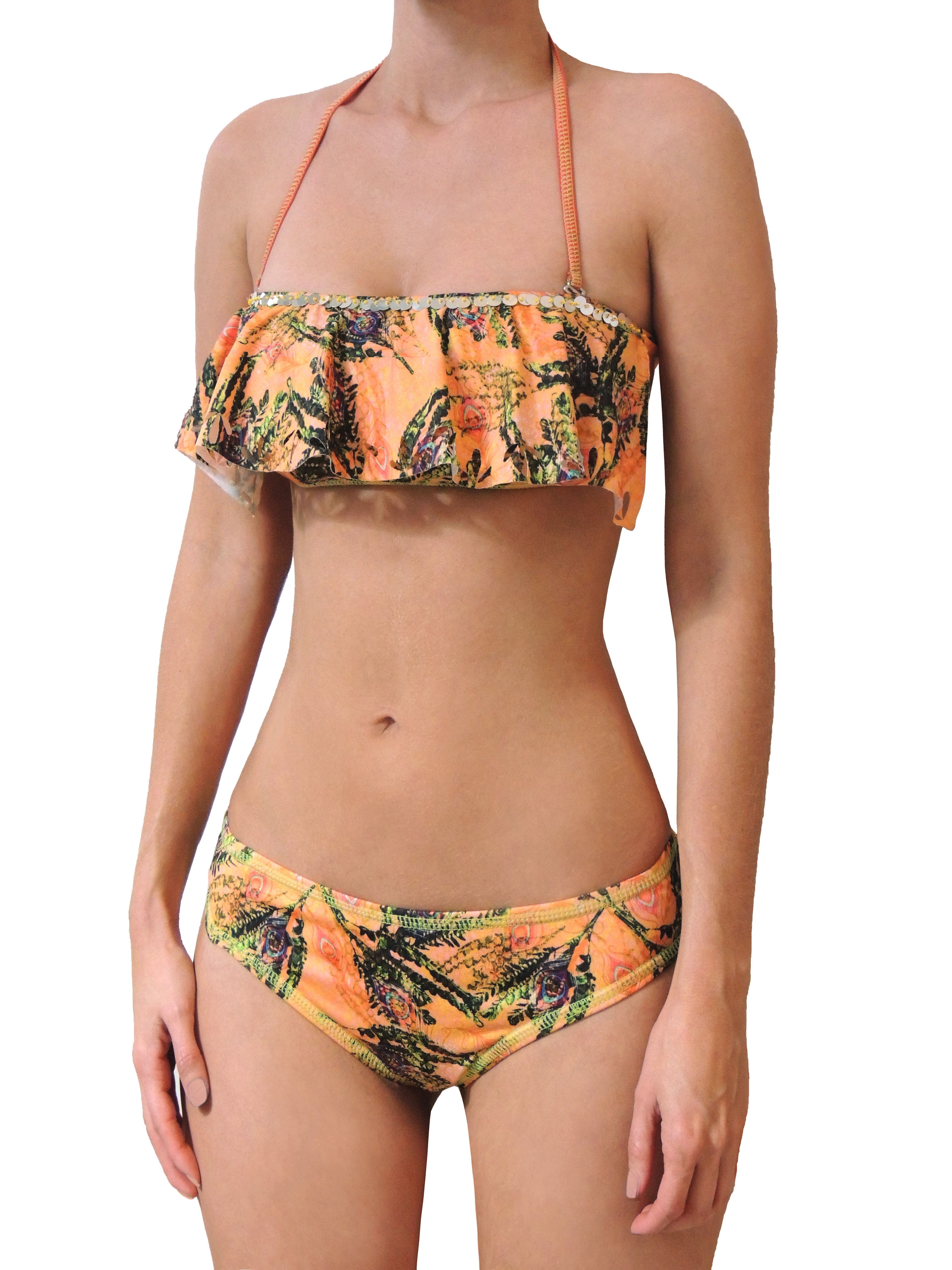 Mar De Rosas Womens Bikini Two Piece Swimsuit Hand Made Swimwear Unicolor