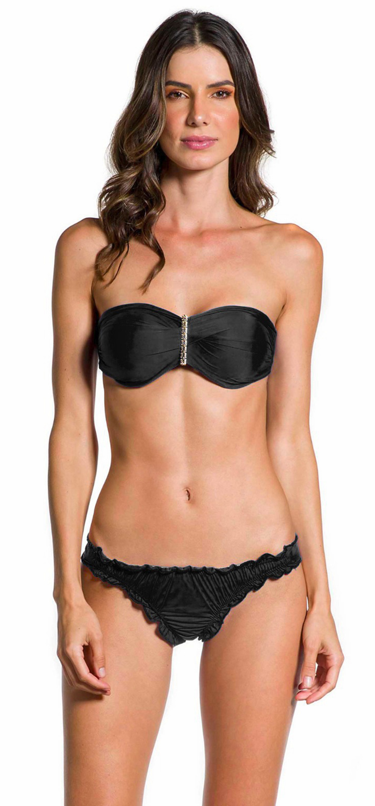 Bikini Schwarzer Bandeau Bikini Scrunch Bikinihose Sol Preto