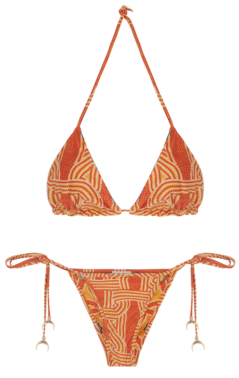 MOS Orange Tie-side Brazilian Bikini - St Martin Mandala