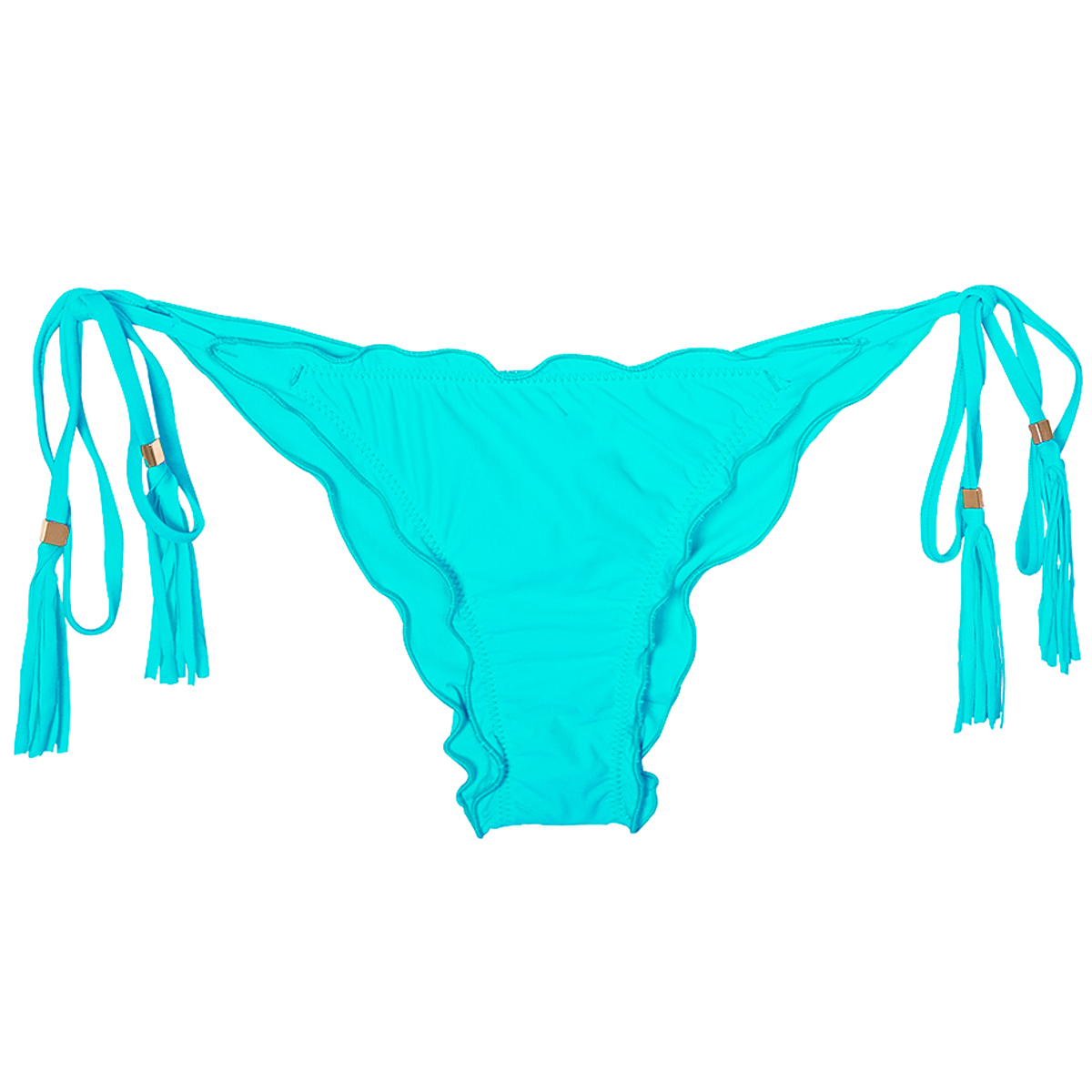 Sky Blue Scrunch Bikini Bottom With Tassels - Calcinha Ambra Frufru Nannai