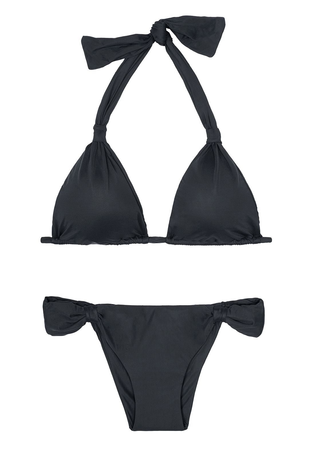 Black Triangle Halter Top Bikini Low Cut Bottoms Ambra Mel Preto