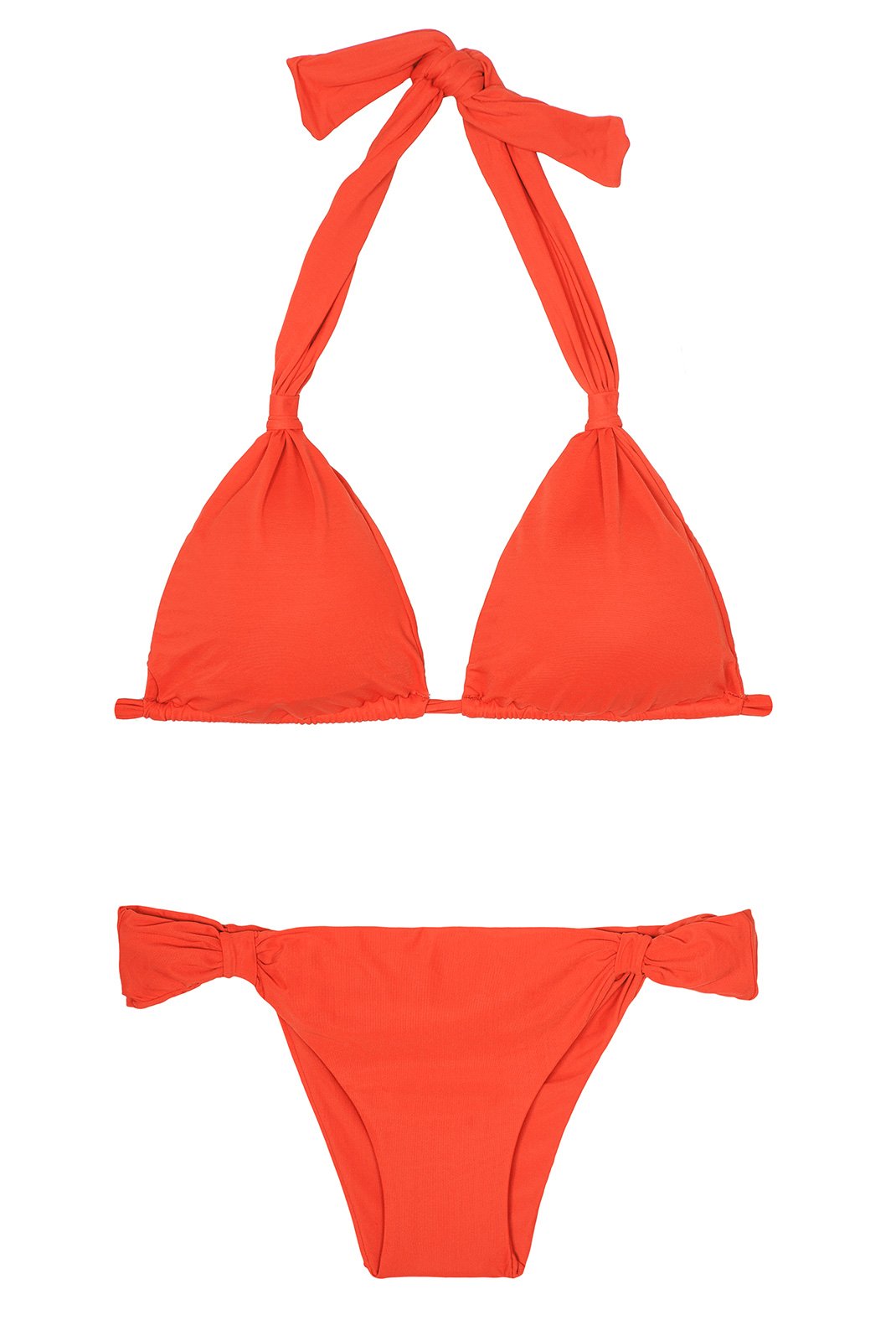 Red Triangle Halter Top Bikini, Low-cut Bottoms - Ambra Mel Urucum ...