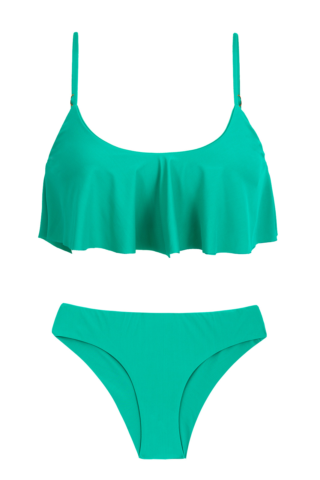 Frilled Green Bikini With Fixed Scrunch Bottom Bahamas Babado Rio