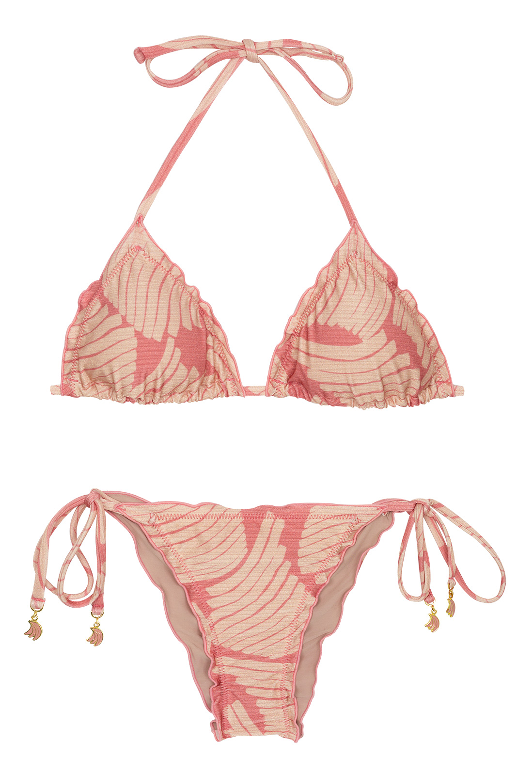 Side-tie Scrunch Bikini With Pink Banana Print - Banana Rose Frufru ...