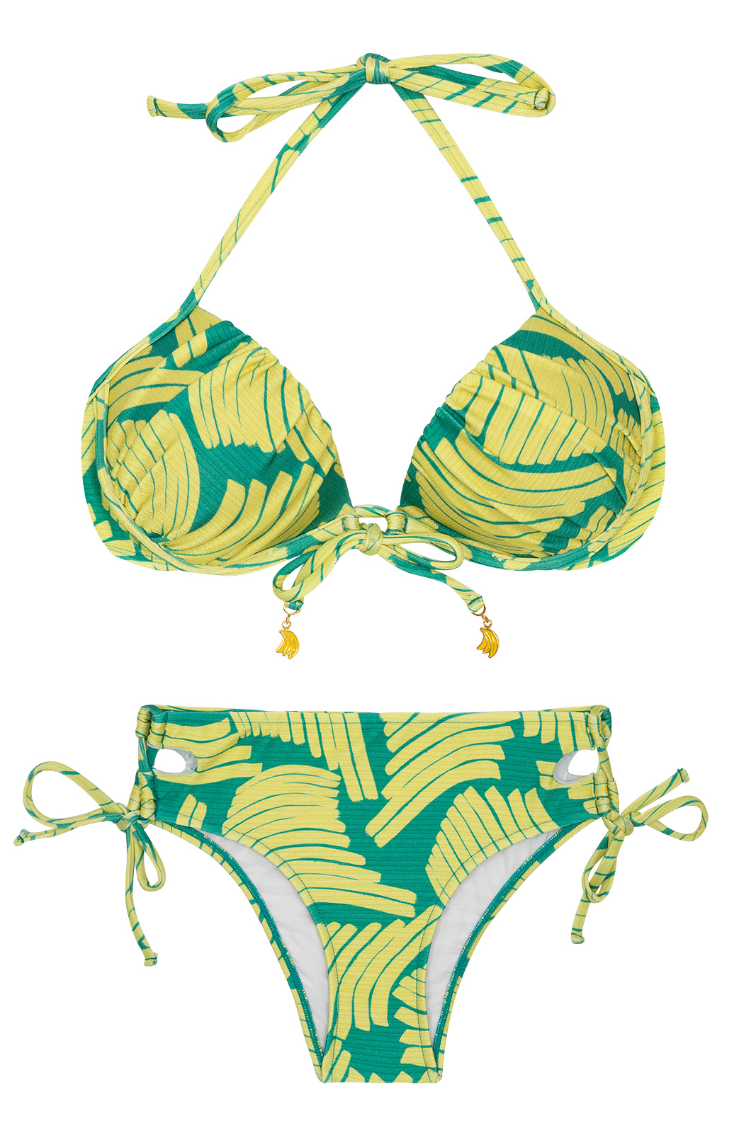 Larger Side Brazilian Bikini In Green Banana Print - Banana Yellow ...