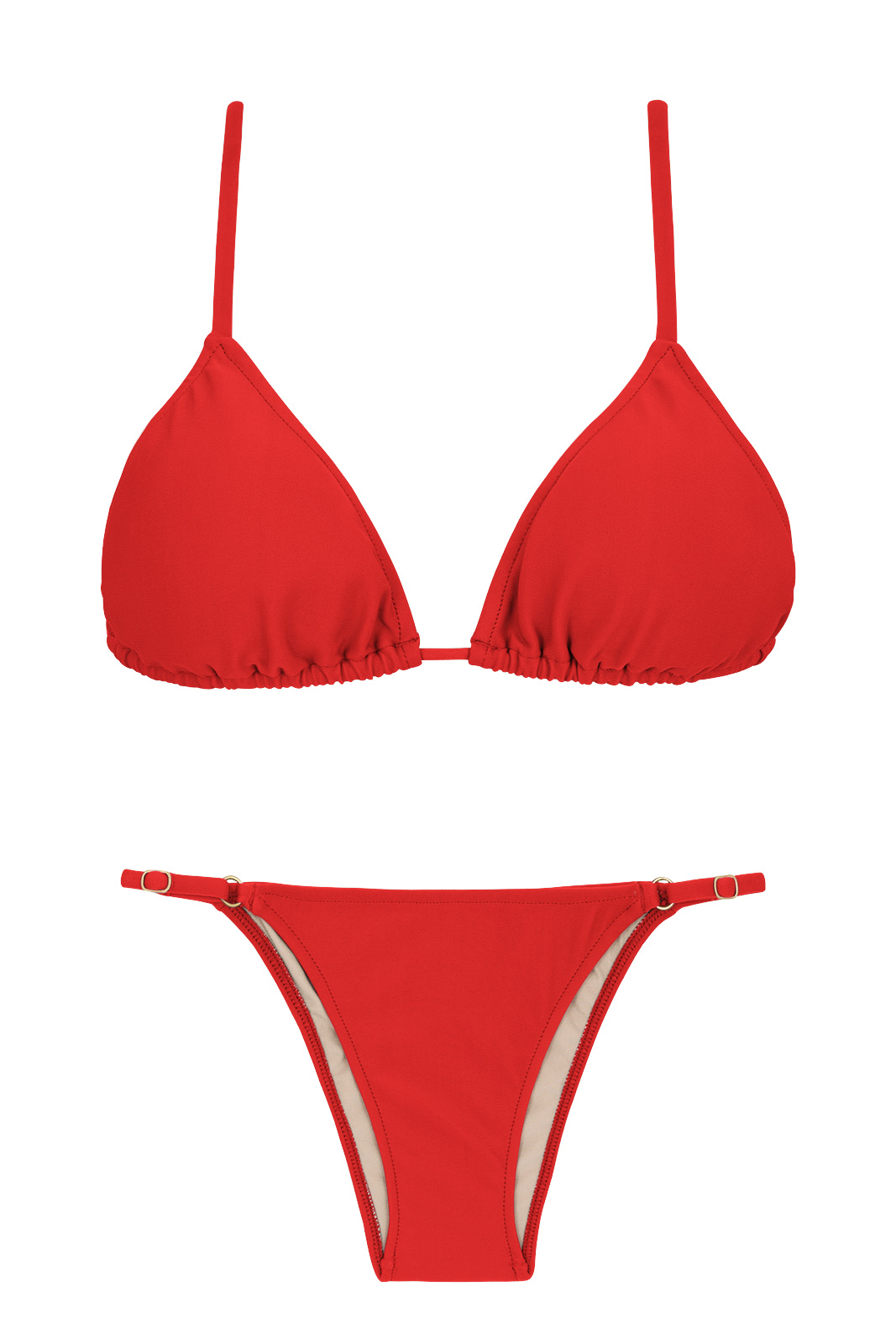 Red Bikini With Side-adjustable Bottom - Beijo Arg Fixo - Rio de Sol