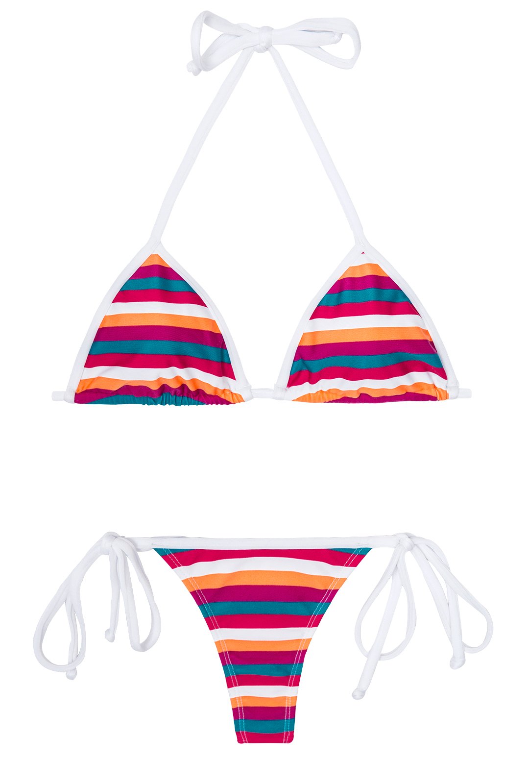 Multicoloured Striped Thong Swimsuit - Cavalo Marinho