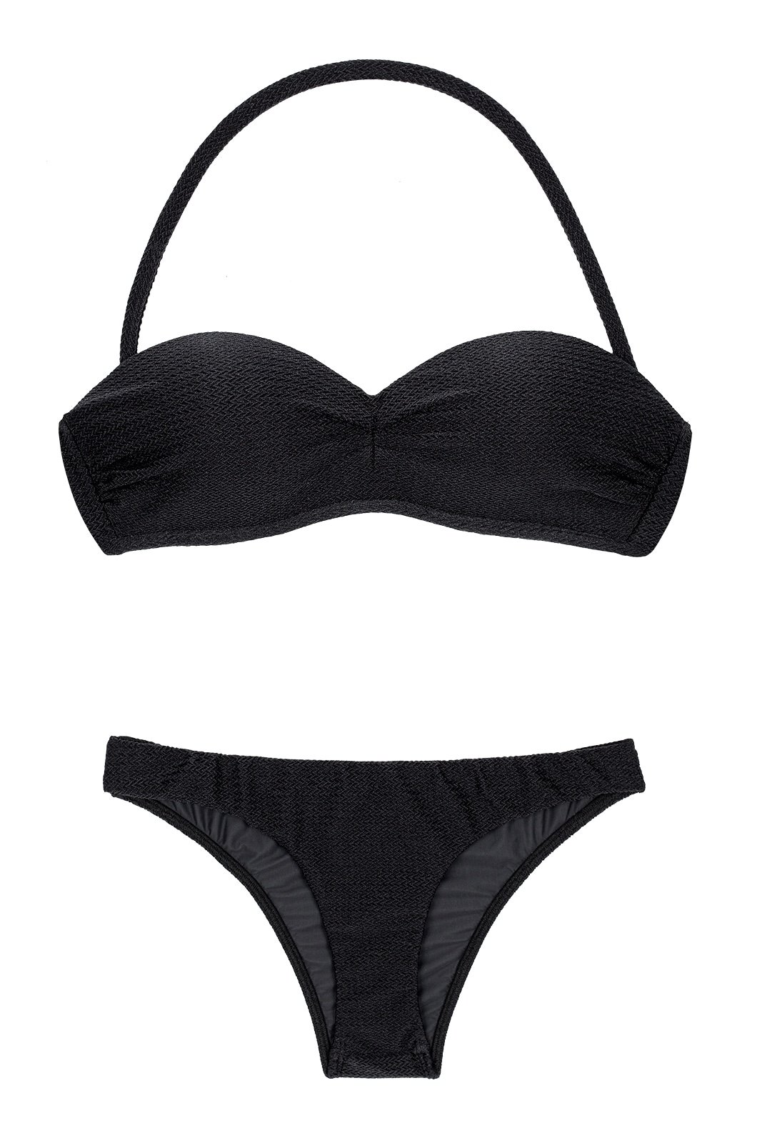 Black Textured Padded Bandeau Bikini - Duna Black Tomara Que Caia - Rio ...