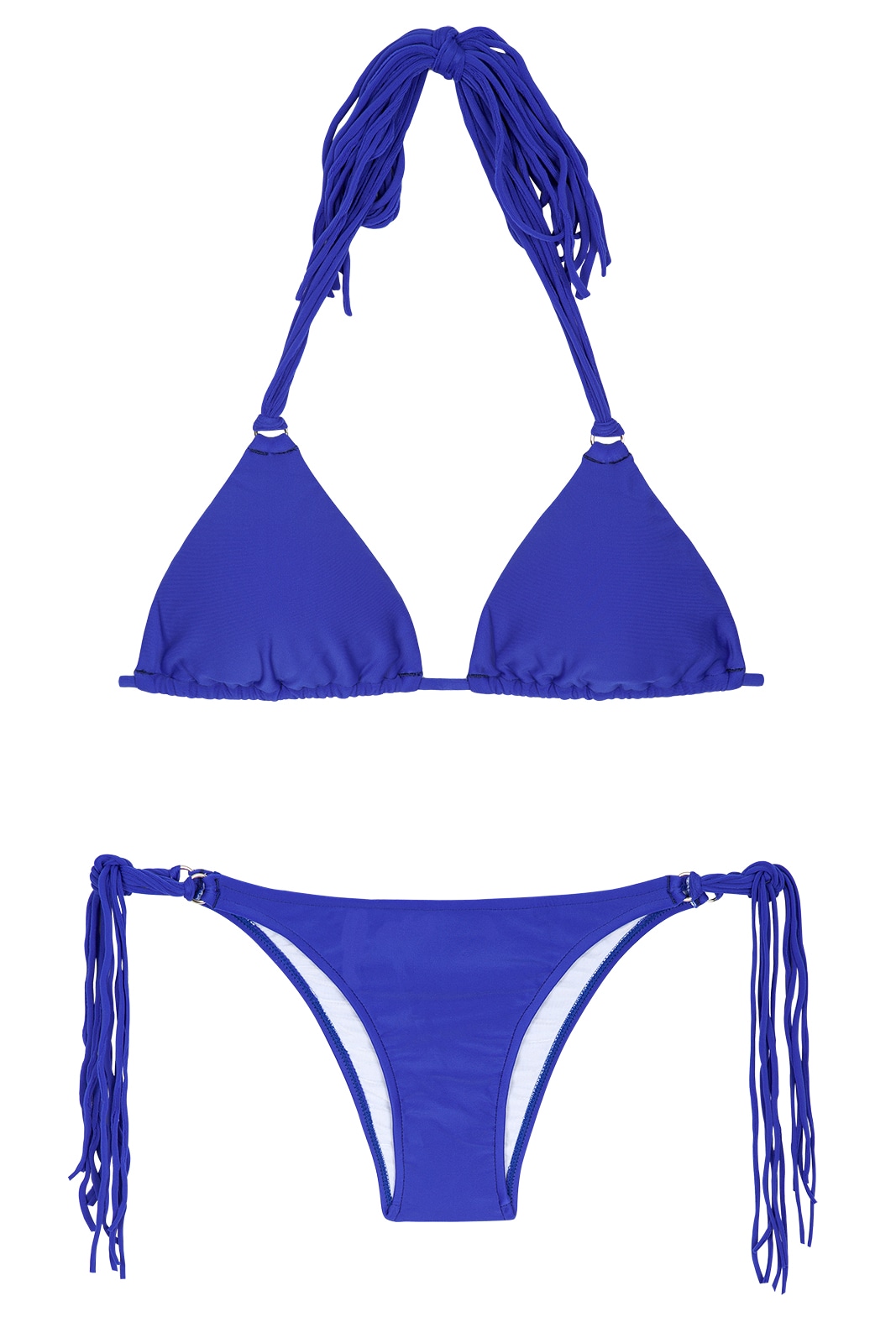 Dark Blue Triangle Bikini With Long Tassels - Franja Zaffiro - Rio de Sol