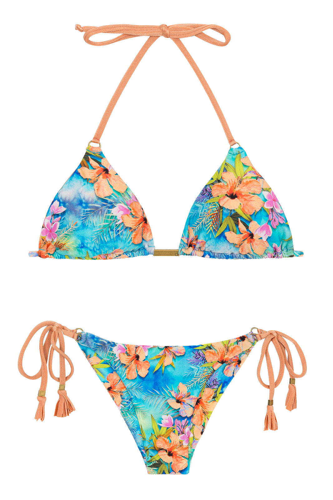 Colorful Scrunch Side-tie Bikini - Maxi Flower Arg Tri - Rio de Sol