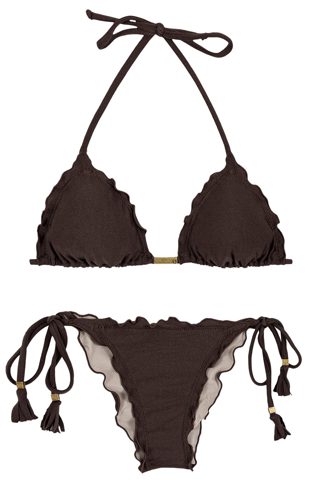 kubus Ventileren stoom Black Scrunch Bikini With Tassels - Meteorite Frufru - Rio de Sol