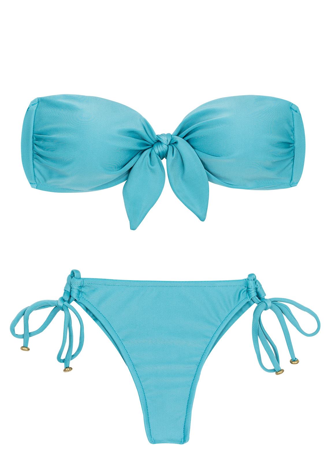 Sky Blue Bandeau String Bikini With A Front Knot Orvalho Bandeau