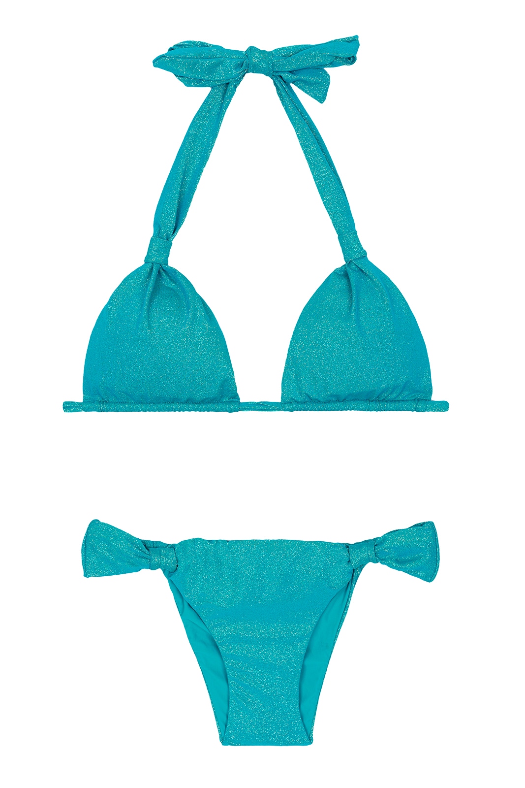 Driehoekige Bikini In Glanzende Blauwe Lurex Radiante Azul Cortinao Rio De Sol