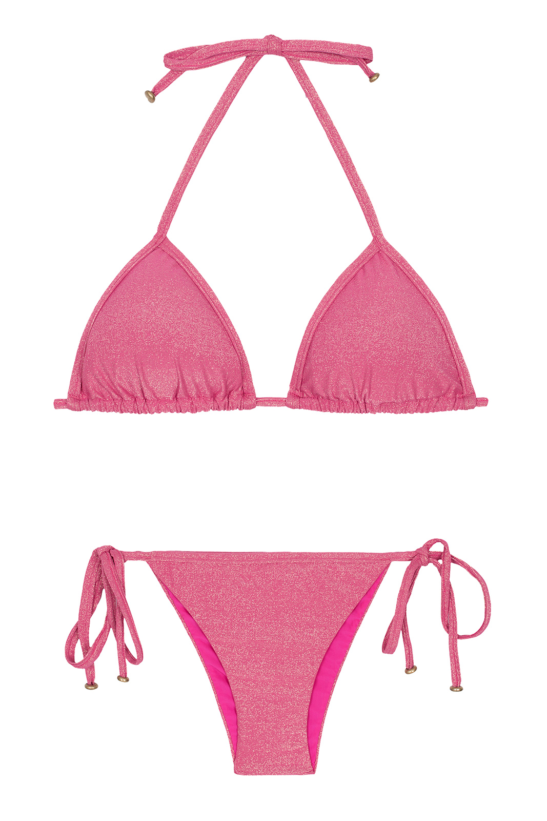 Shiny Pink Lurex Brazilian Swimsuit - Radiante Rosa Tri - Rio de Sol