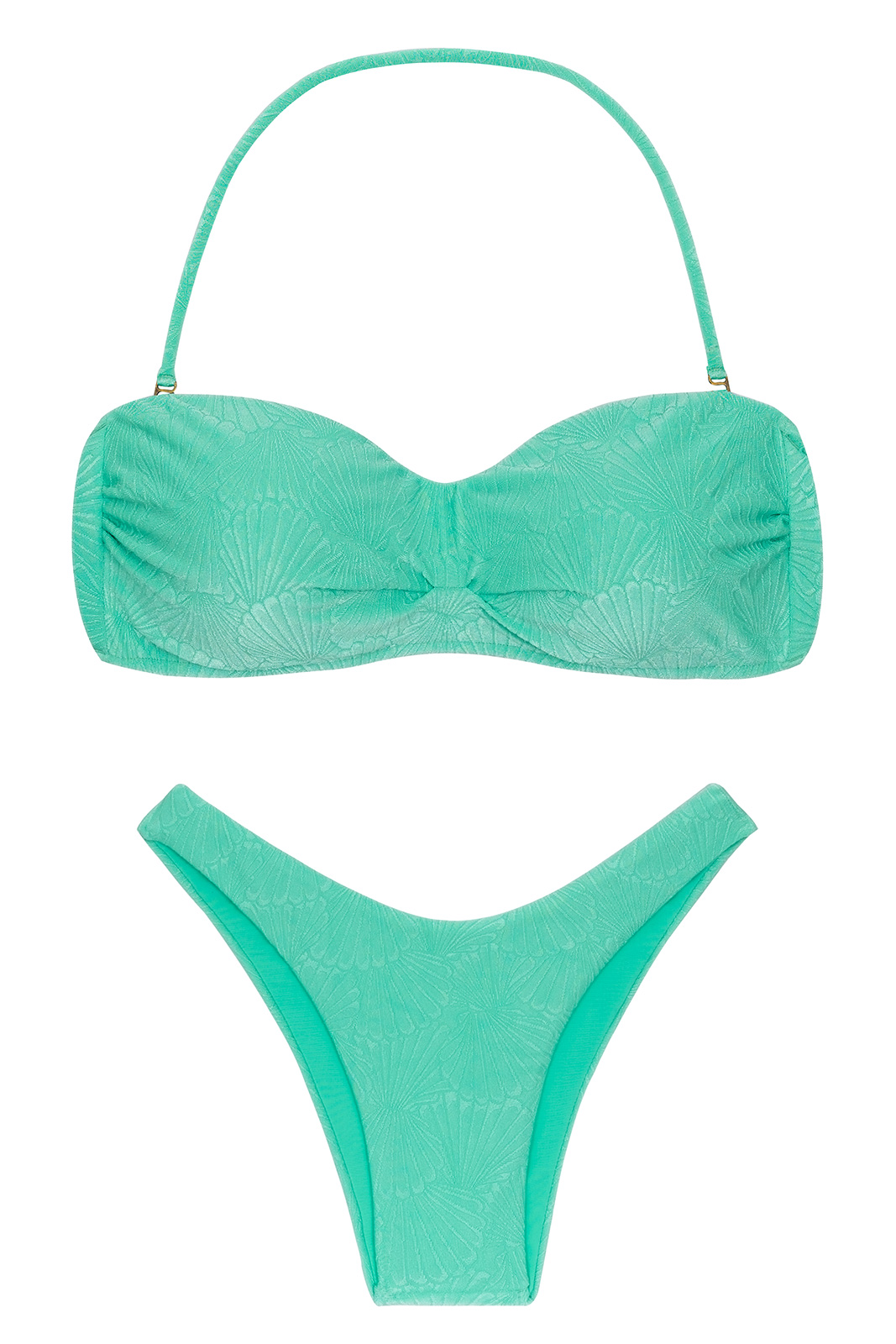Meergrüner Bandeau Bikini Mit Muschelmotiv Set Atlantis Bandeau Pli High Leg Rio De Sol
