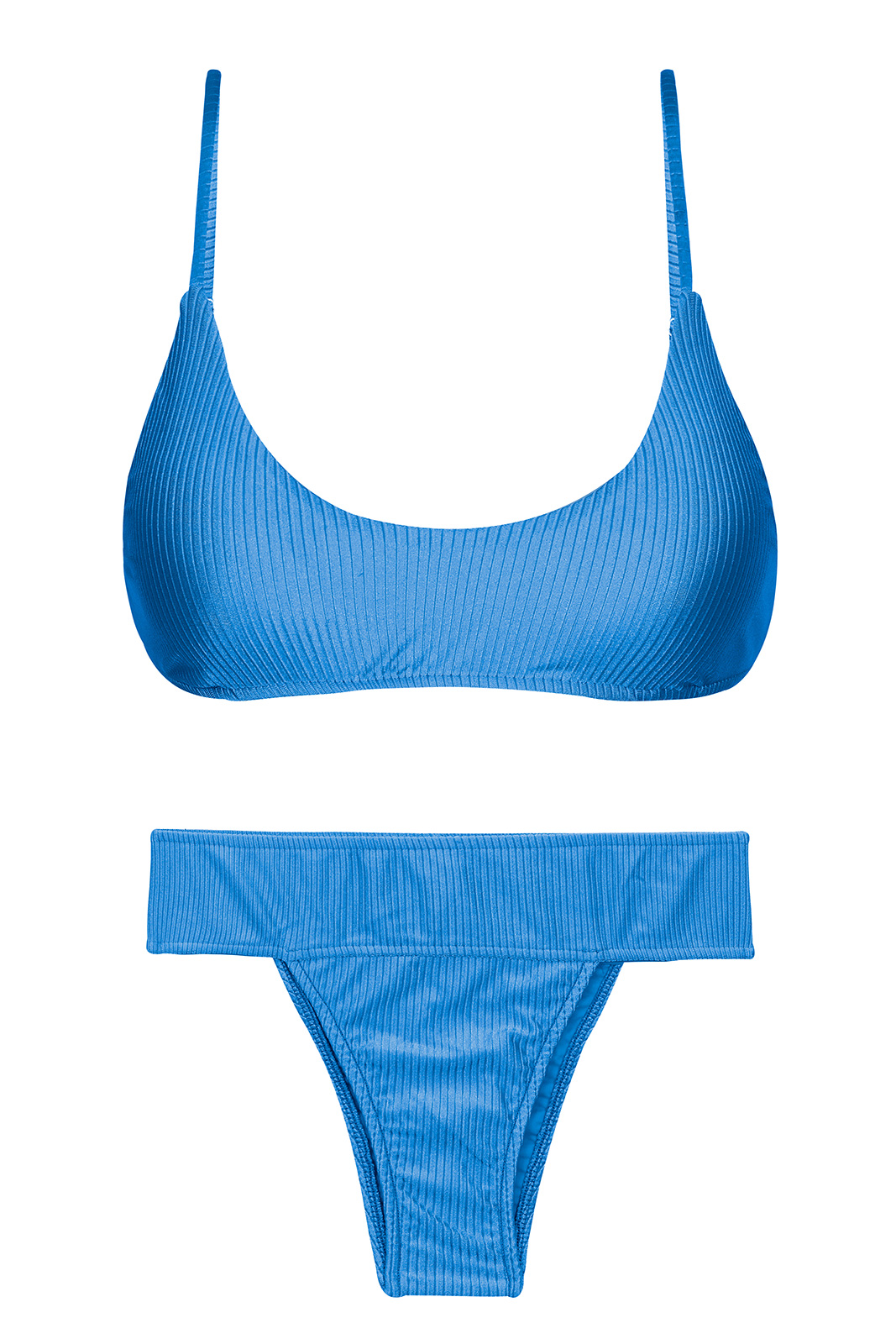 Wide Waist Textured Blue Bikini With Bralette Top - Set Eden-enseada ...