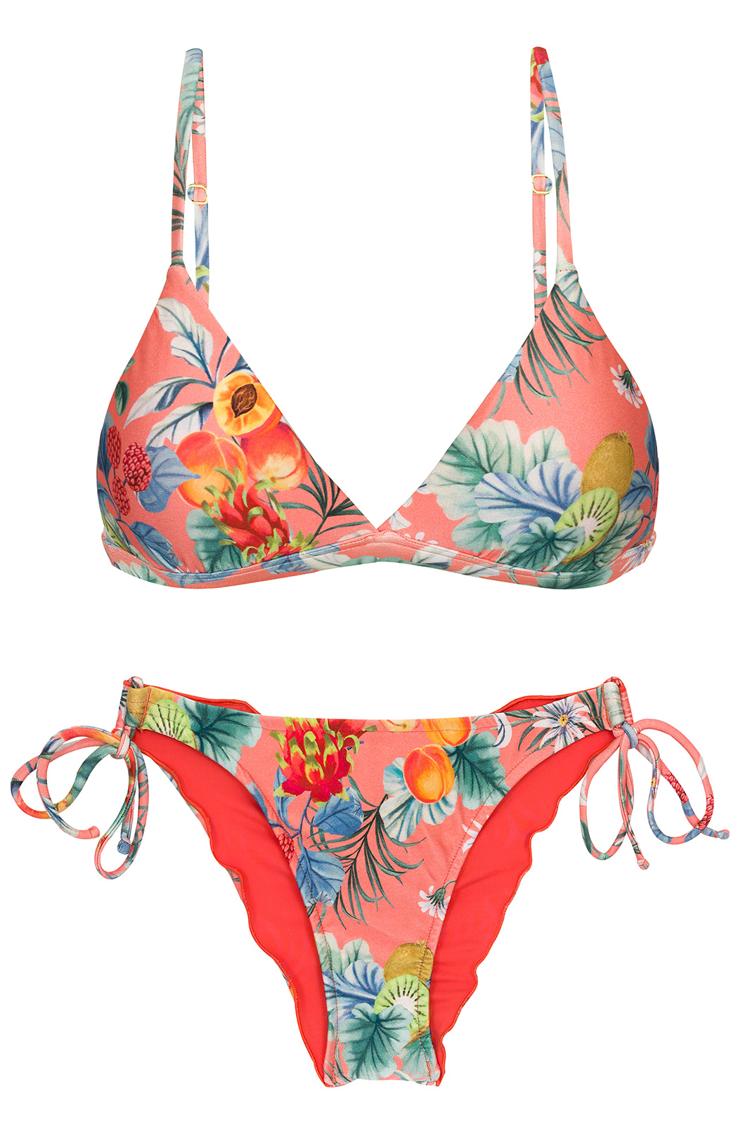 Forbid boiler renewable resource Coral Pink Print Double-tie Scrunch Bikini - Set Frutti Tri-fixo Ipanema -  Rio de Sol