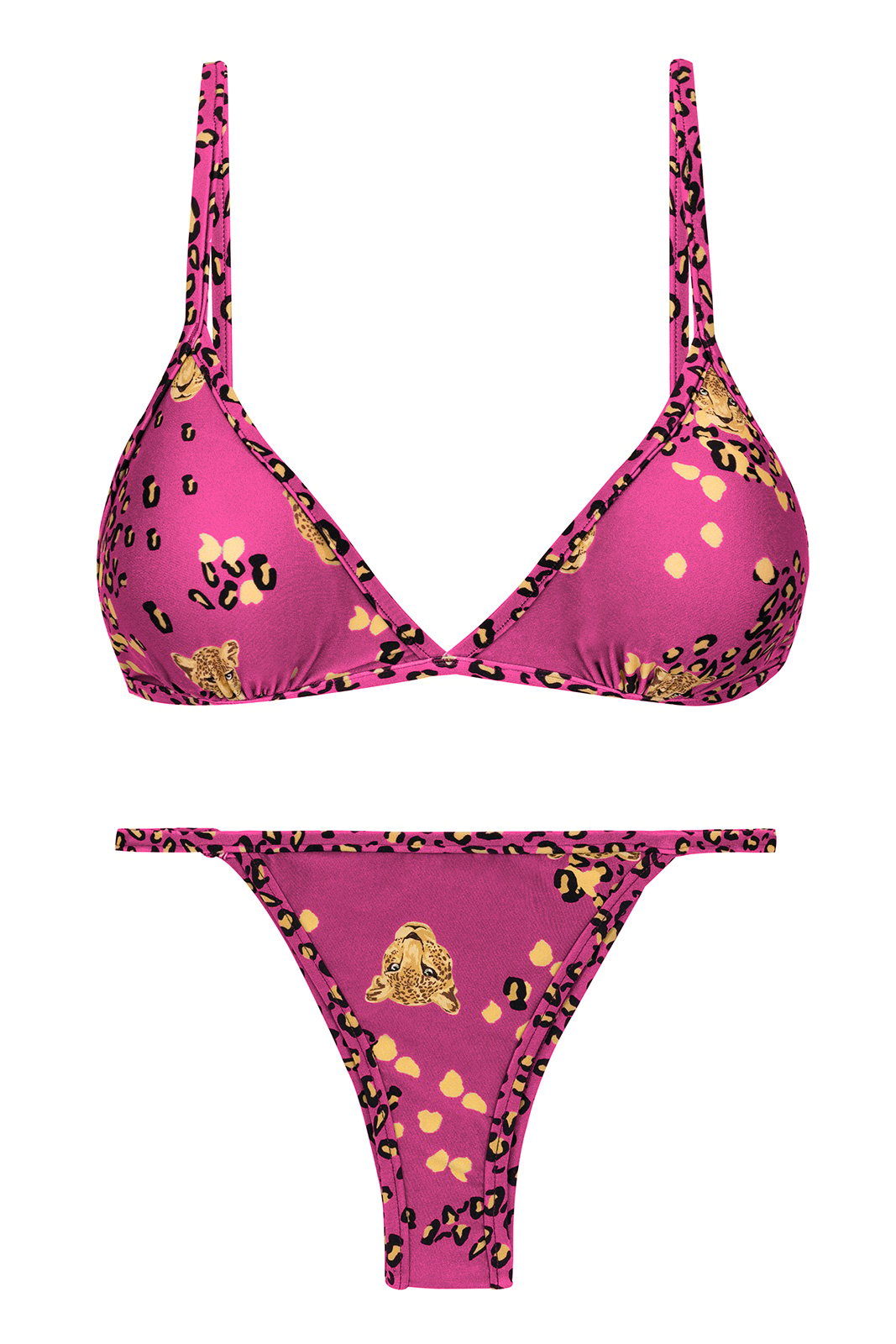 Pink Brazilian Bikini With Thin Sides And Leopard Pattern Set Roar