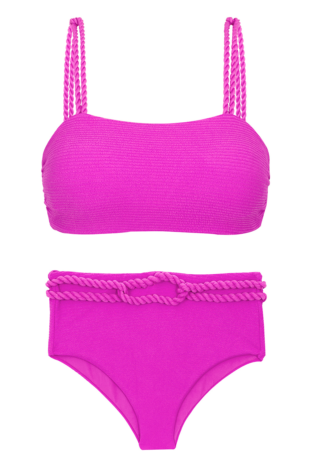 De Bikini De Cintura Alta Rosa Magenta Con Cuerda Torcida - Set St-tropez-pink Reto Hotpant-high de Sol