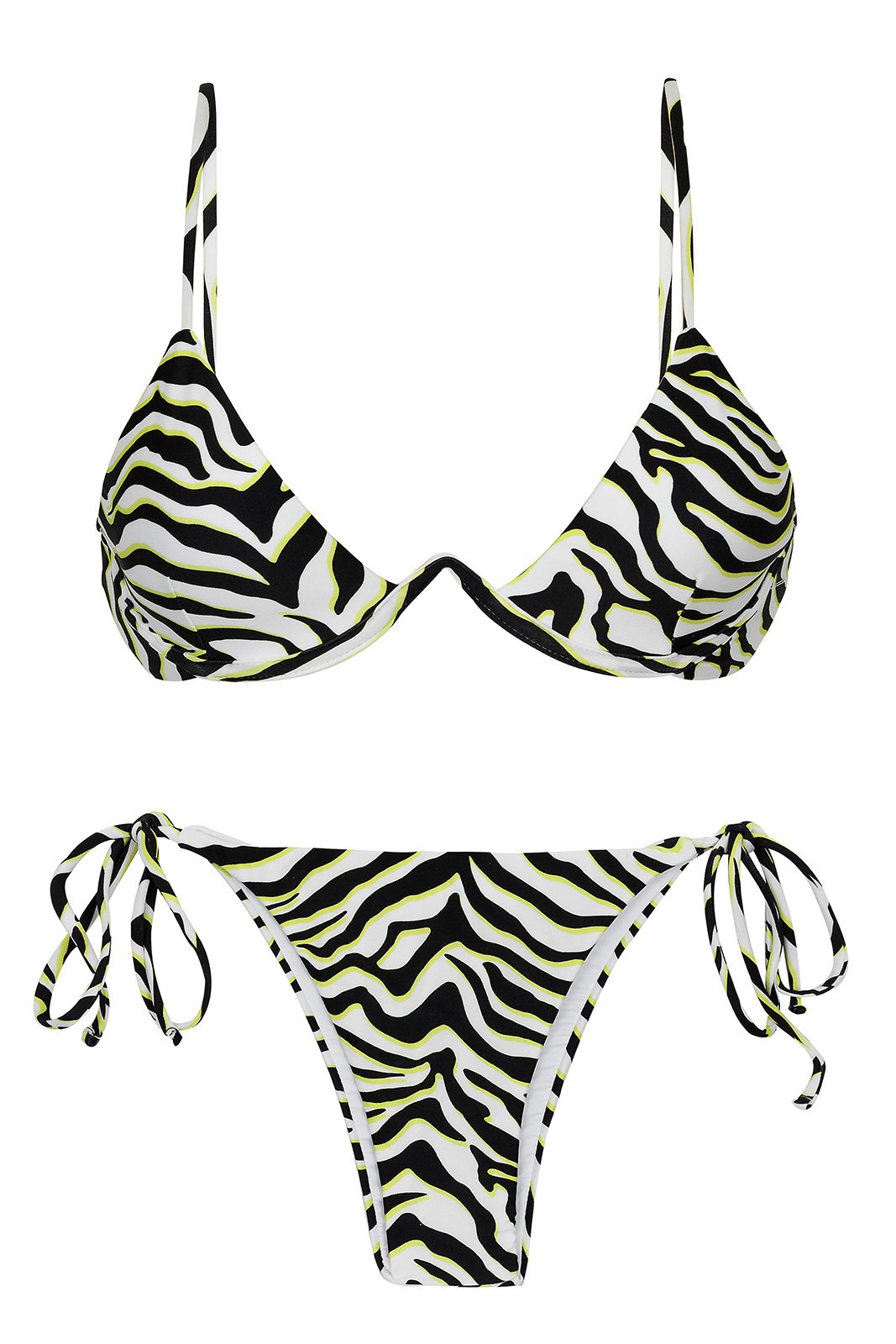 Black And White Tabby V Underwired Bikini Set Wild Black Tri Aro Ibiza 