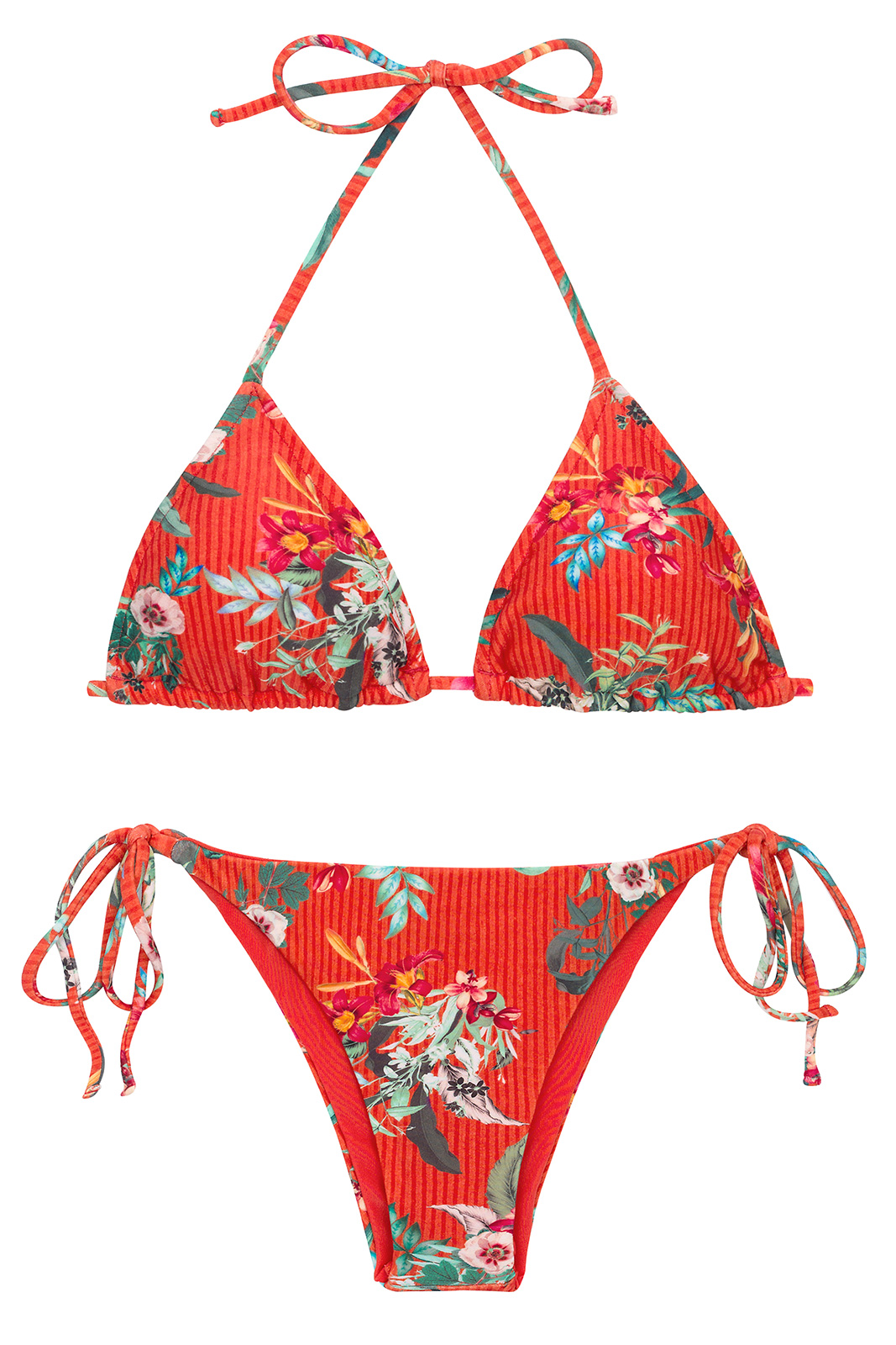 red floral swimsuit