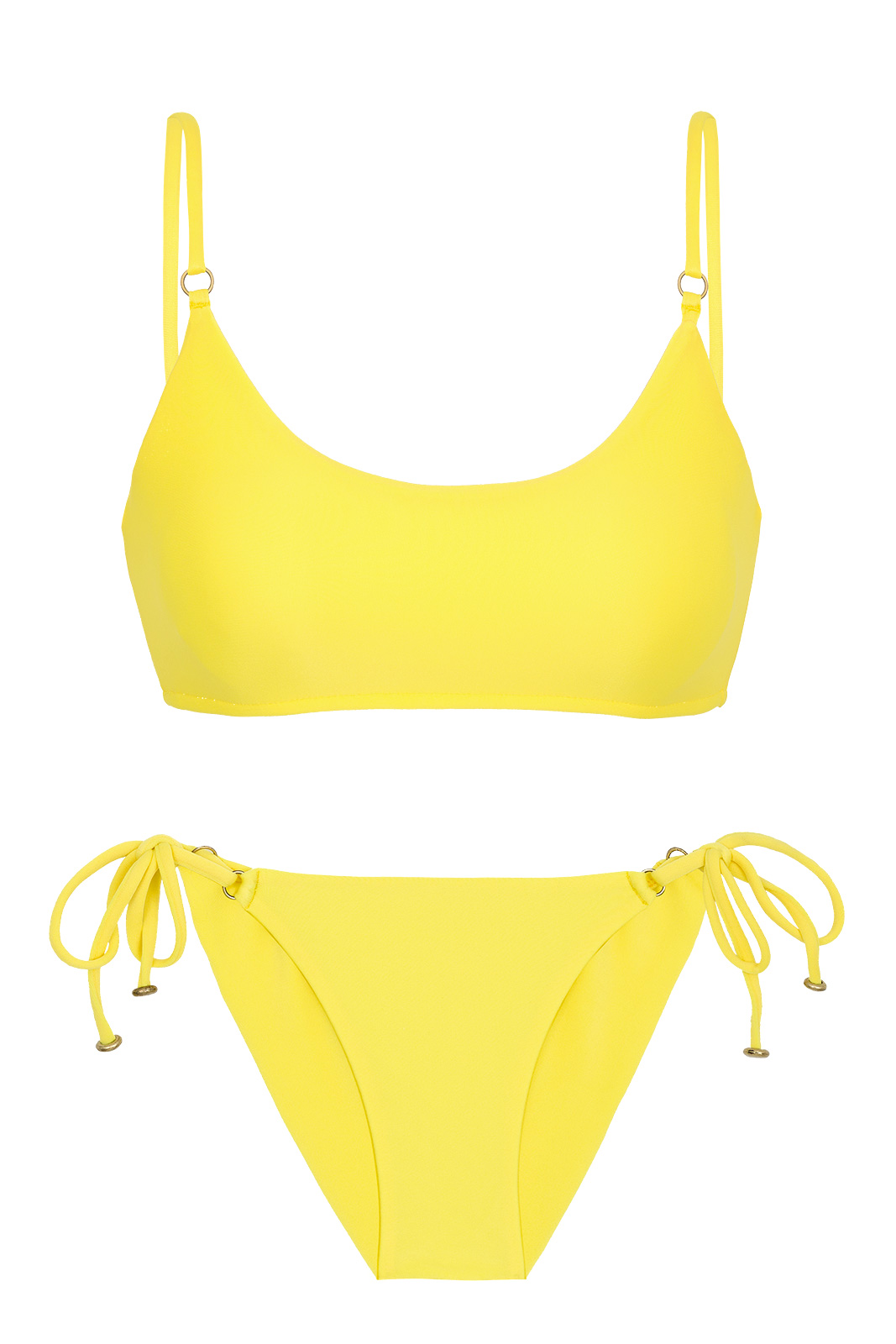 Accessorized Lemon Yellow Scrunch Bikini With Adjustable Straps ...