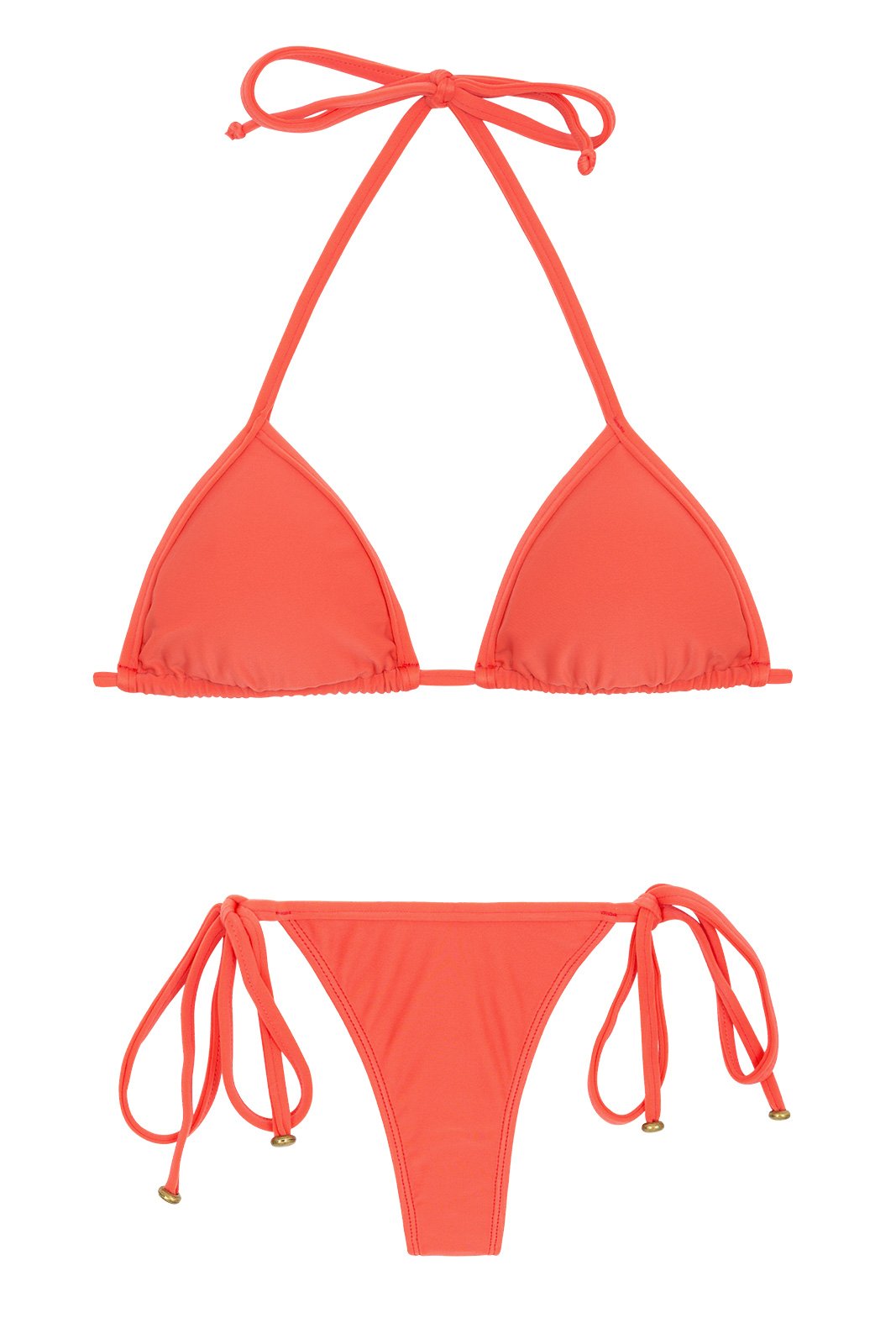 Salmon Pink Side-tie String Bikini With Sliding Top - Tabata Micro ...
