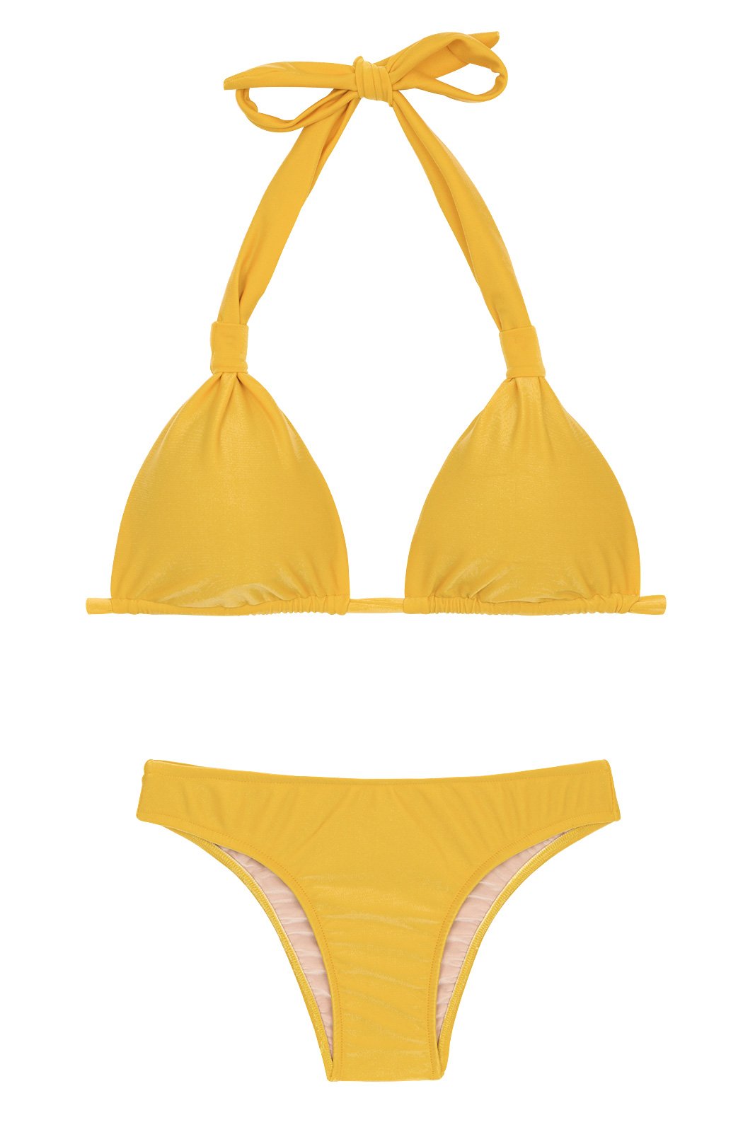 Two Piece Swimwear Yellow Triangle Halter Bikini - Tempero Cortinao