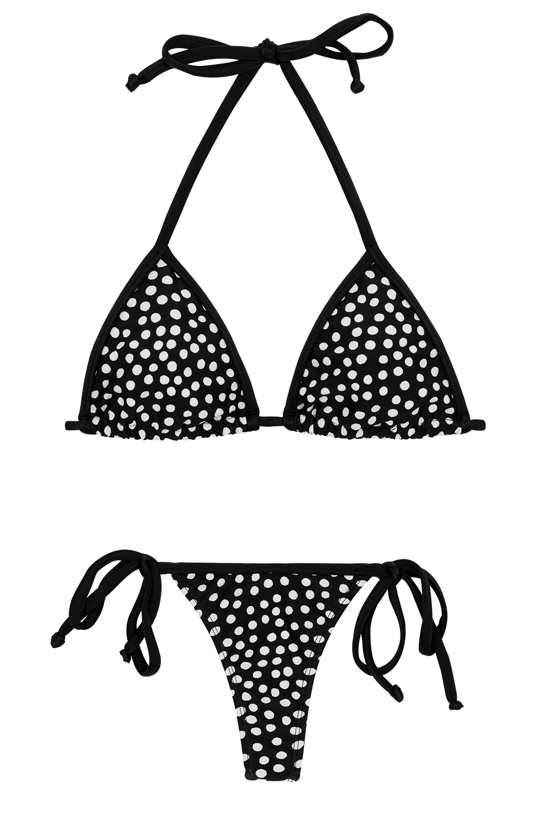 Navy Side-tie String Bikini In White Polka Dot Print - Triangulo Vies ...