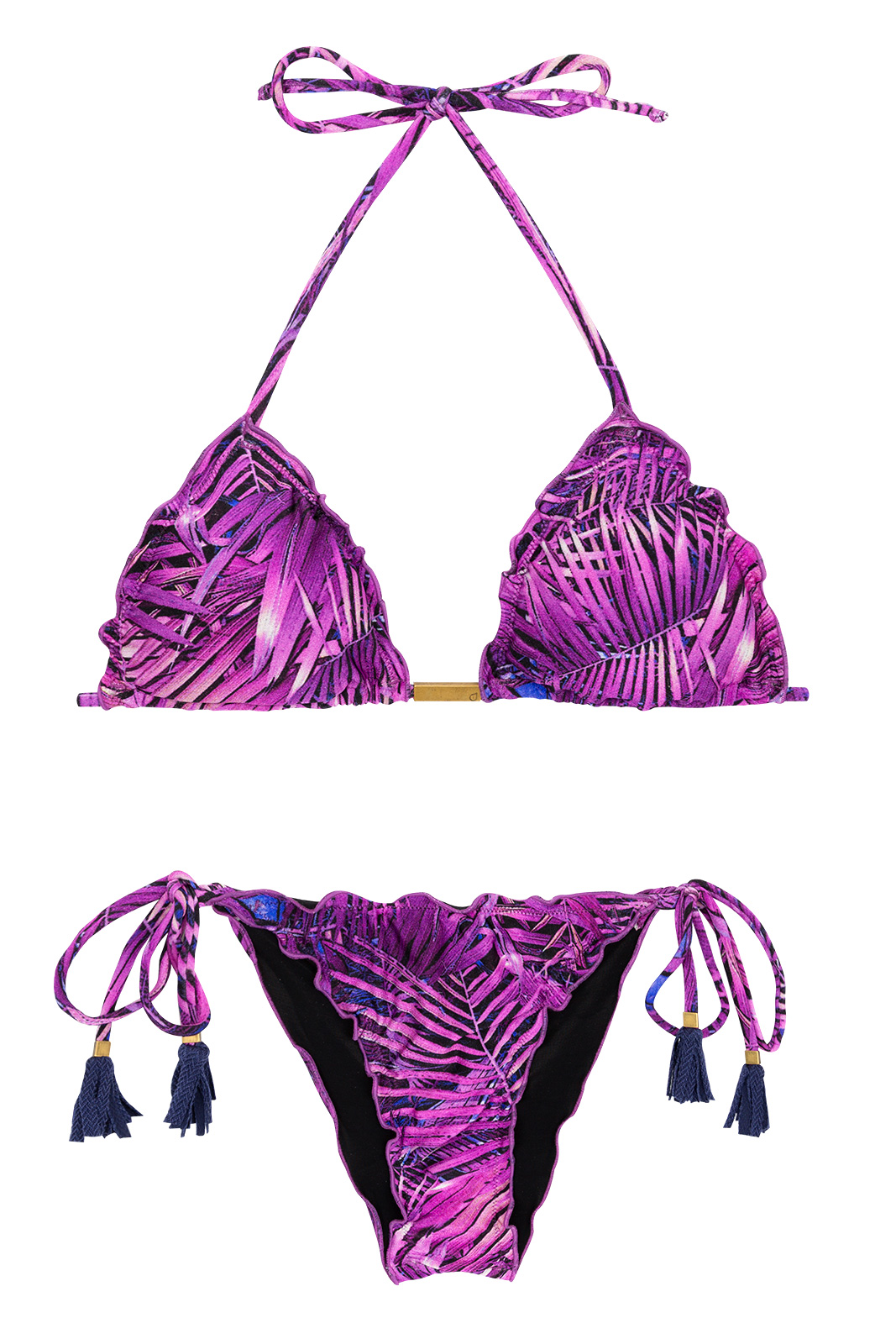 Two Piece Swimwear Purple Leaves Scrunch Bikini Ultra Violet Frufru