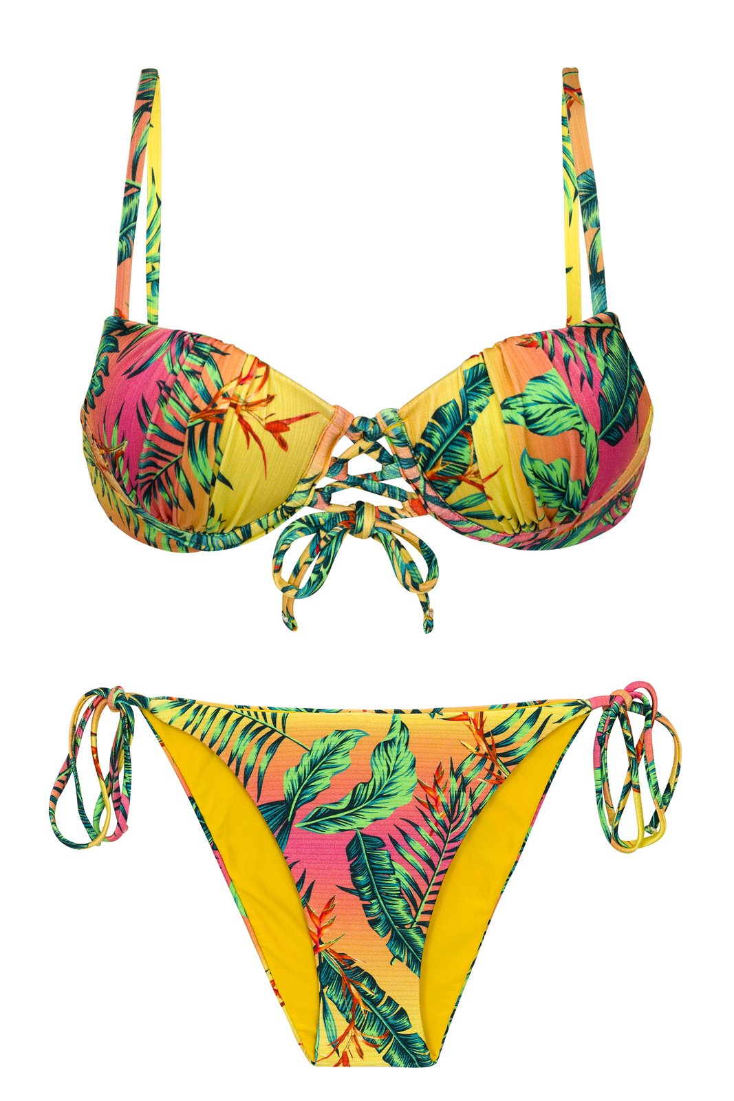 Colorful Tropical Push Up Balconette Bikini Set Sun Sation Balconet Pushup Ibiza Comfy Rio